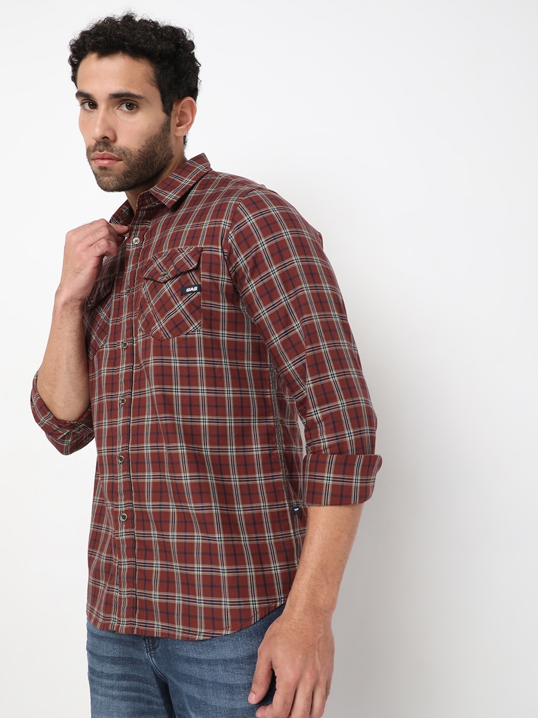 Regular Fit Brown Cotton Shirt