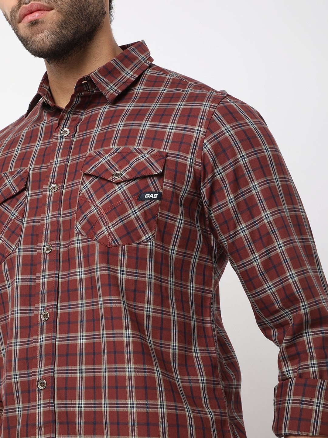 Regular Fit Brown Cotton Shirt