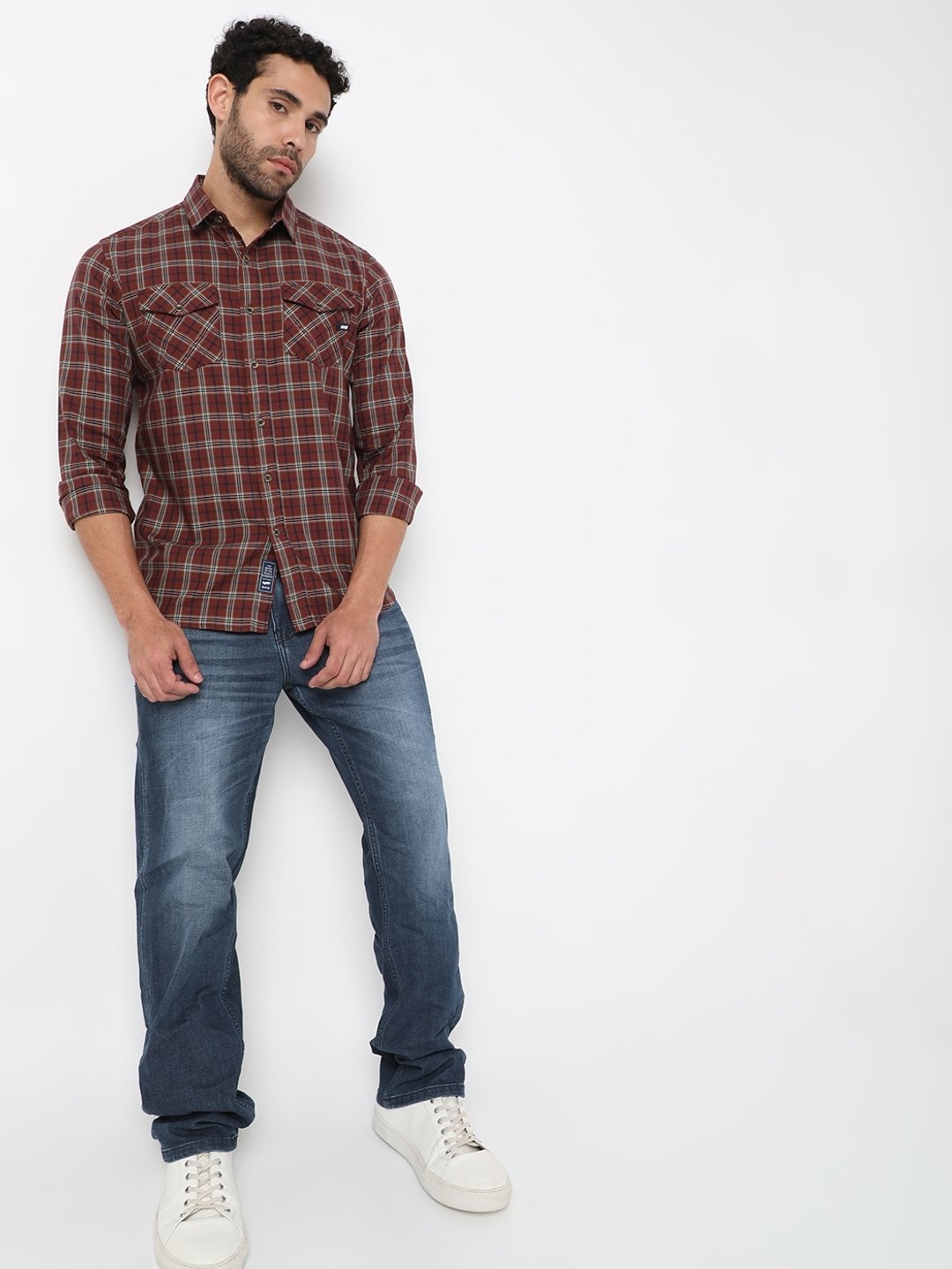 Regular Fit Brown Cotton Shirt