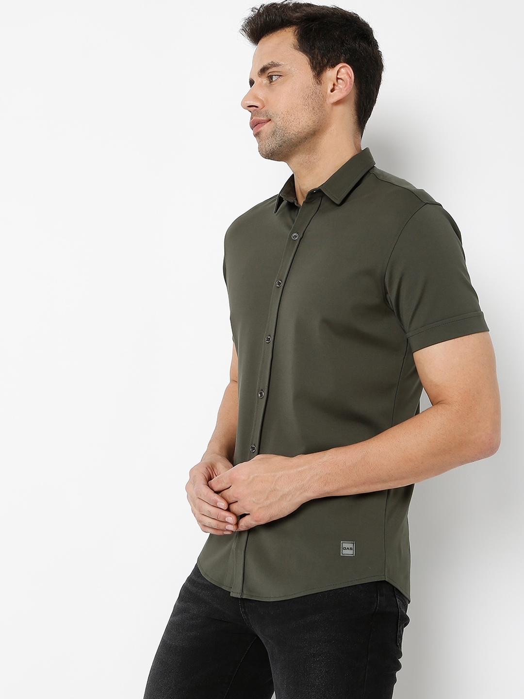 Slim Fit Shirt with Spread Collar