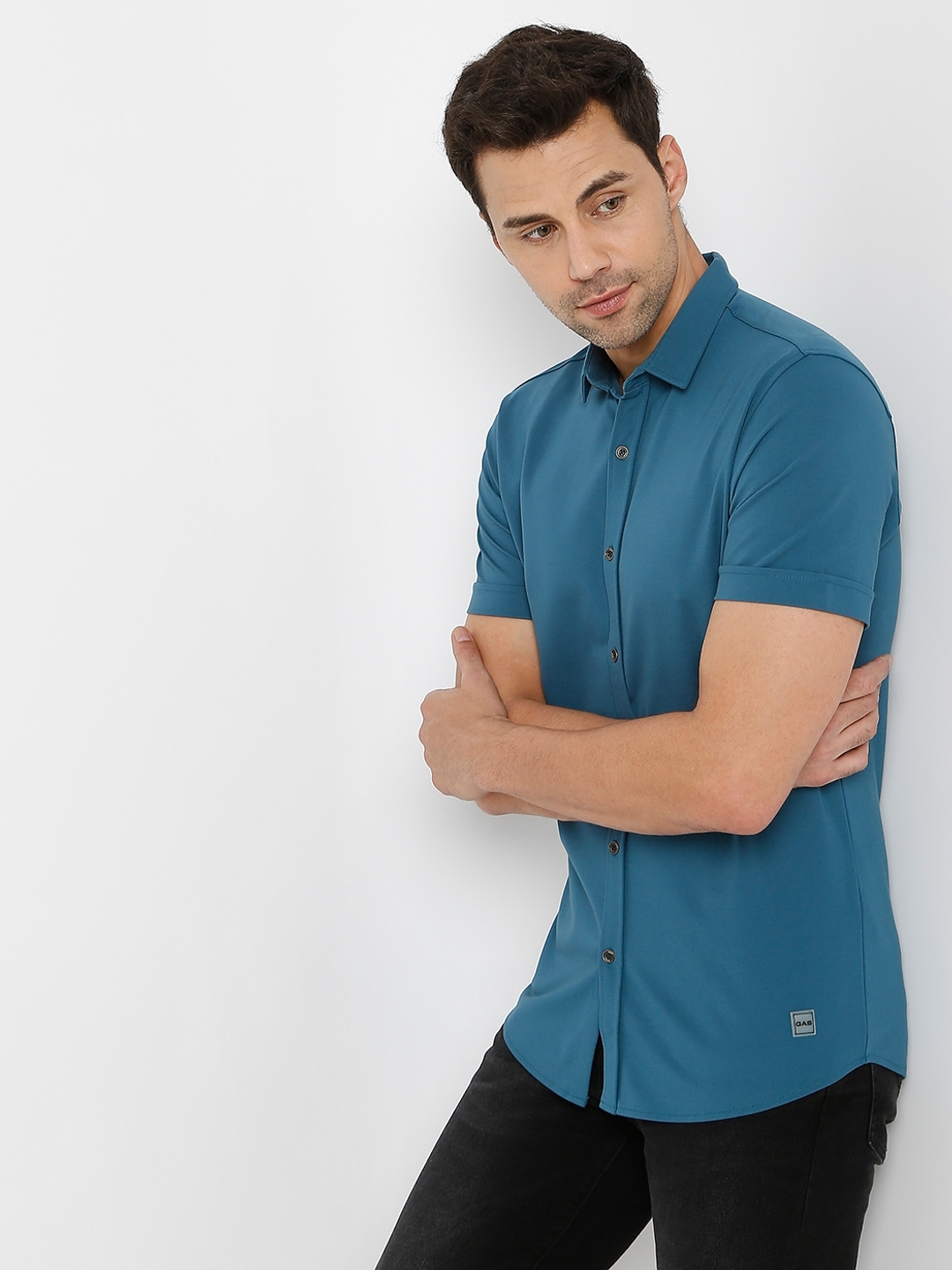 Slim Fit Shirt with Spread Collar