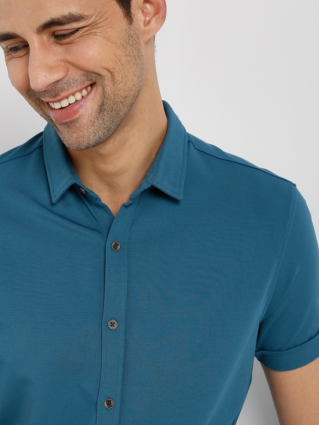 Slim Fit Shirt with Spread Collar