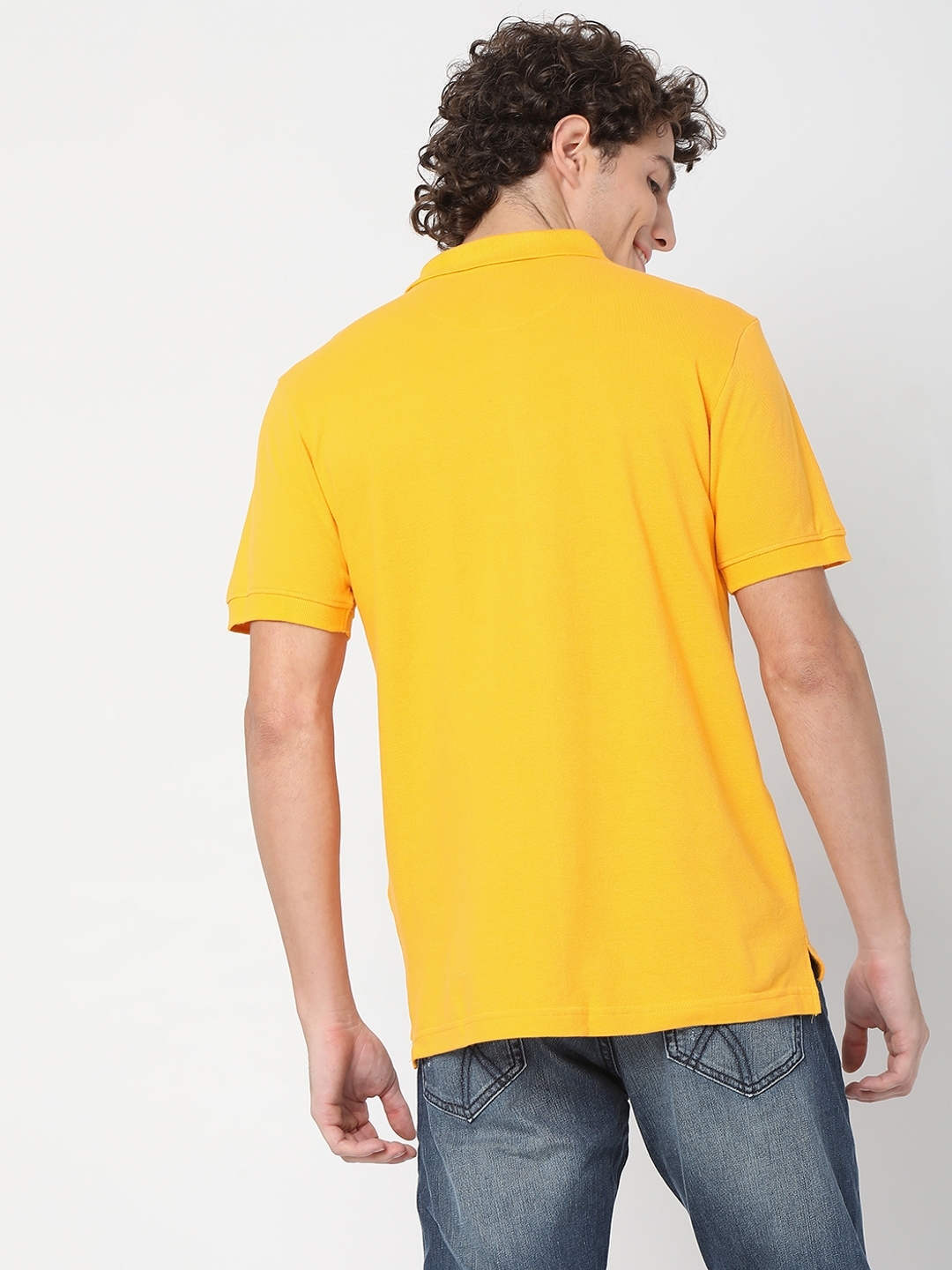 Ralph Basic Golden Yellow Cotton Polo T-shirt