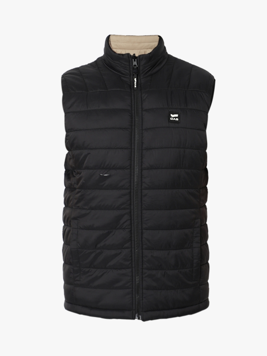 Regular Fit Sleeveless High Gilet Neck Solid Nylon Jacket