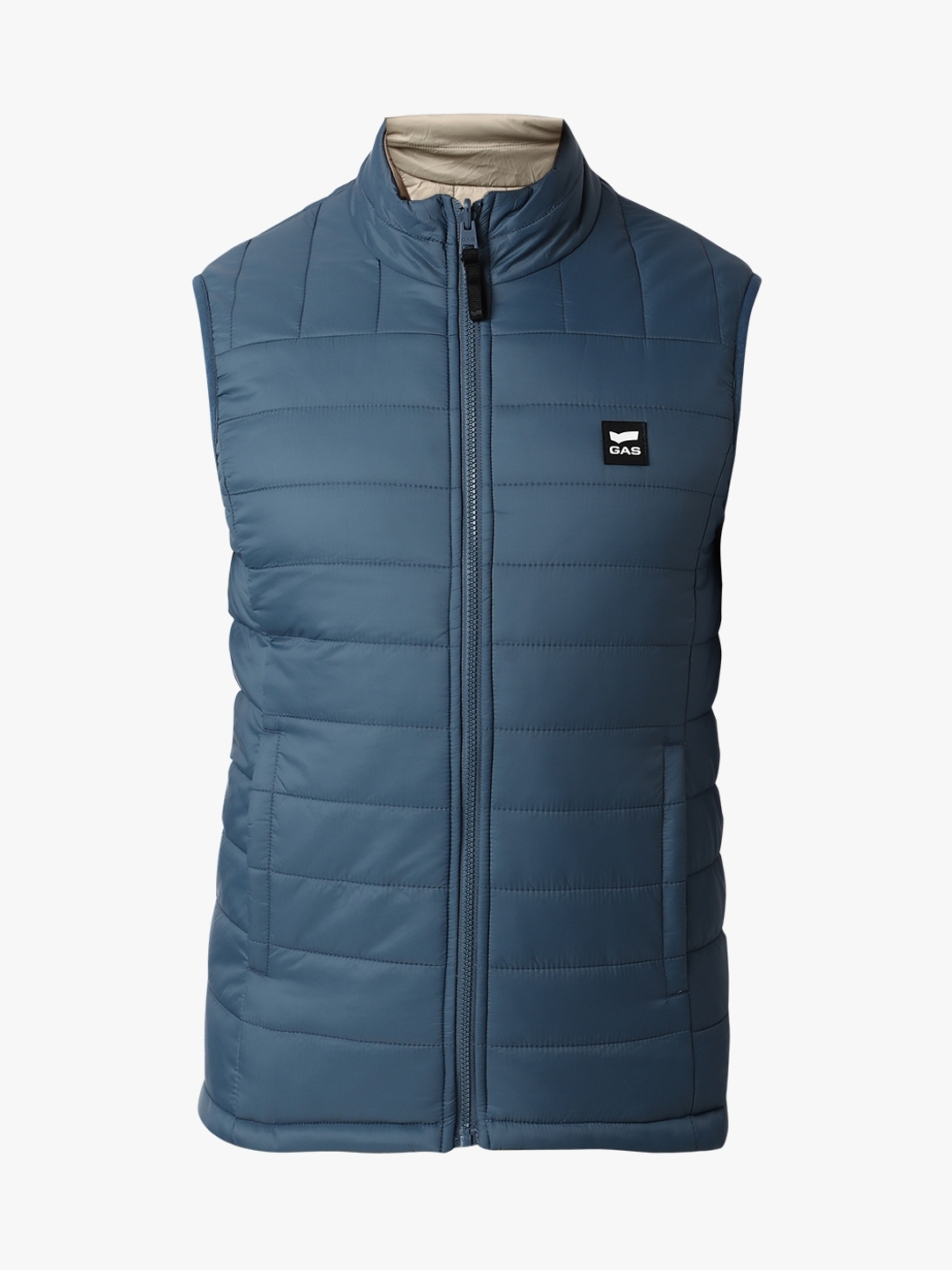 Regular Fit Sleeveless High Gilet Neck Solid Nylon Jacket