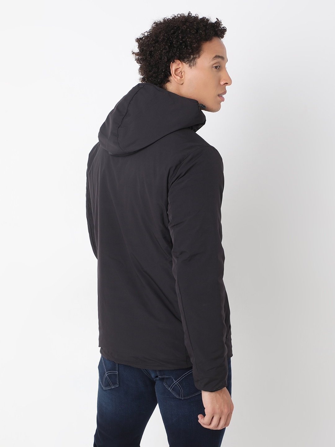 Regular Fit Full Sleeve Hooded Neck Solid Polyester Jacket