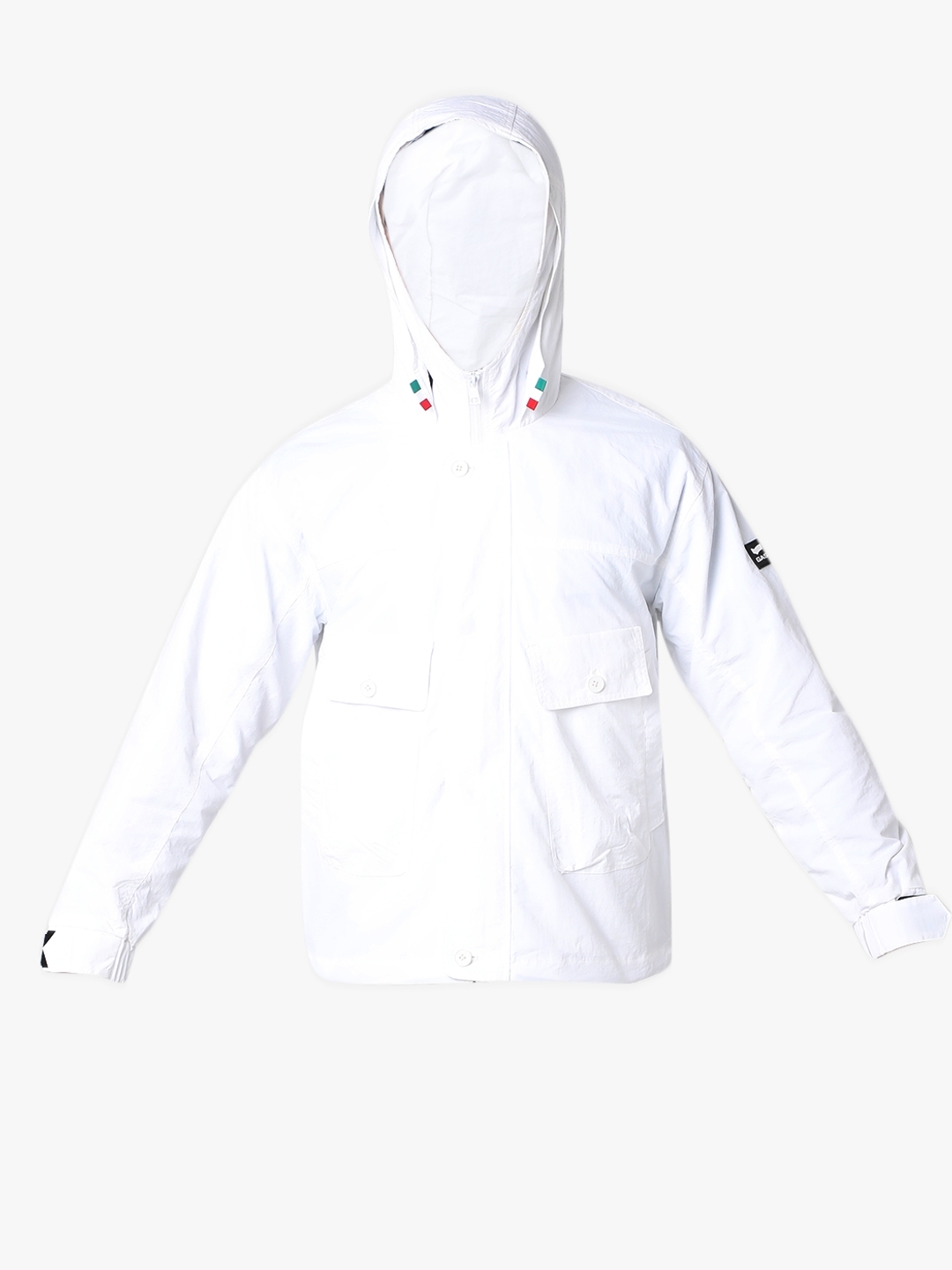 Regular Fit Full Sleeve Hooded Neck Colourblock Nylon Jacket