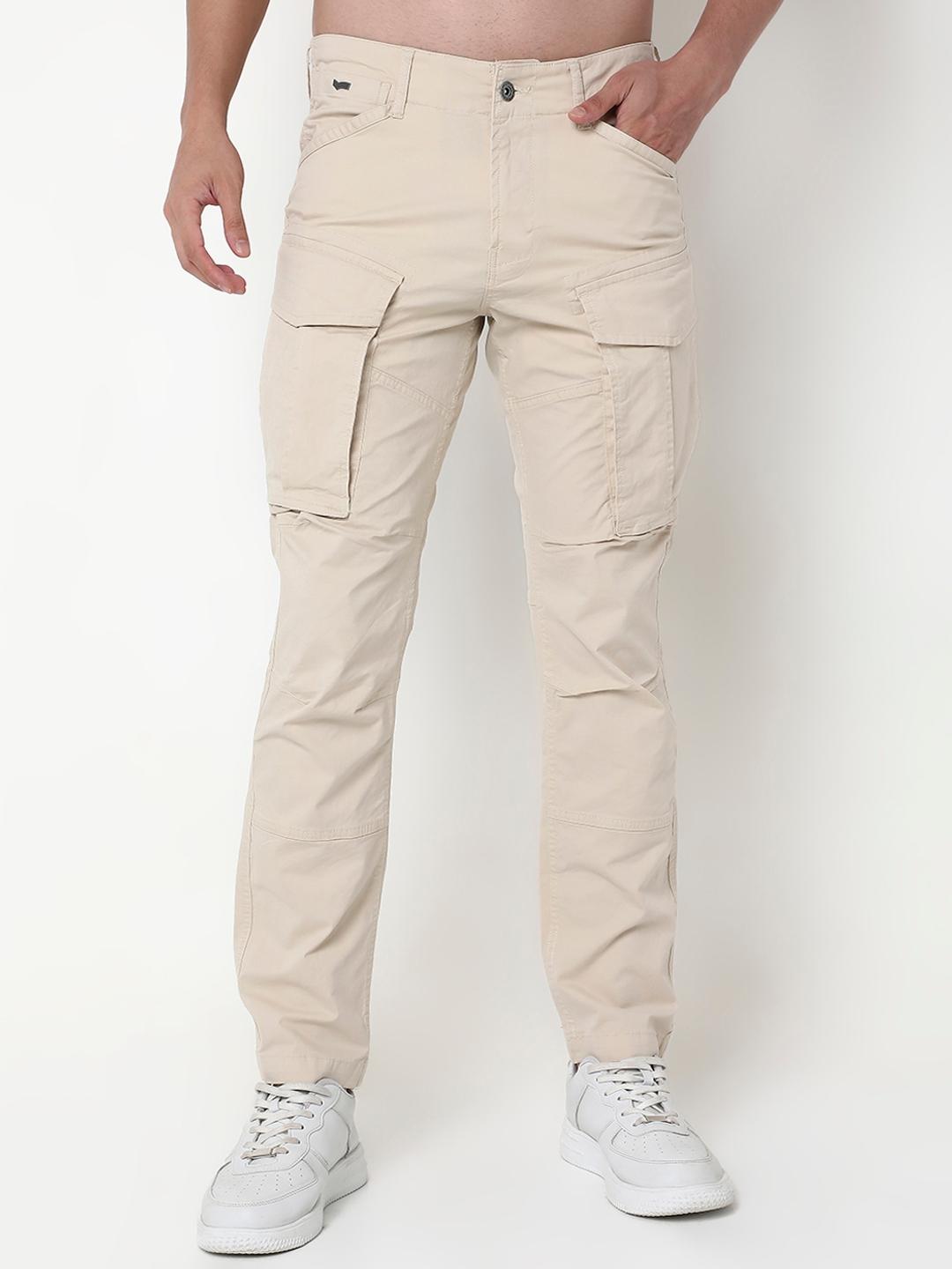 Regular Tapered Fit Solid Cotton Lycra Trousers