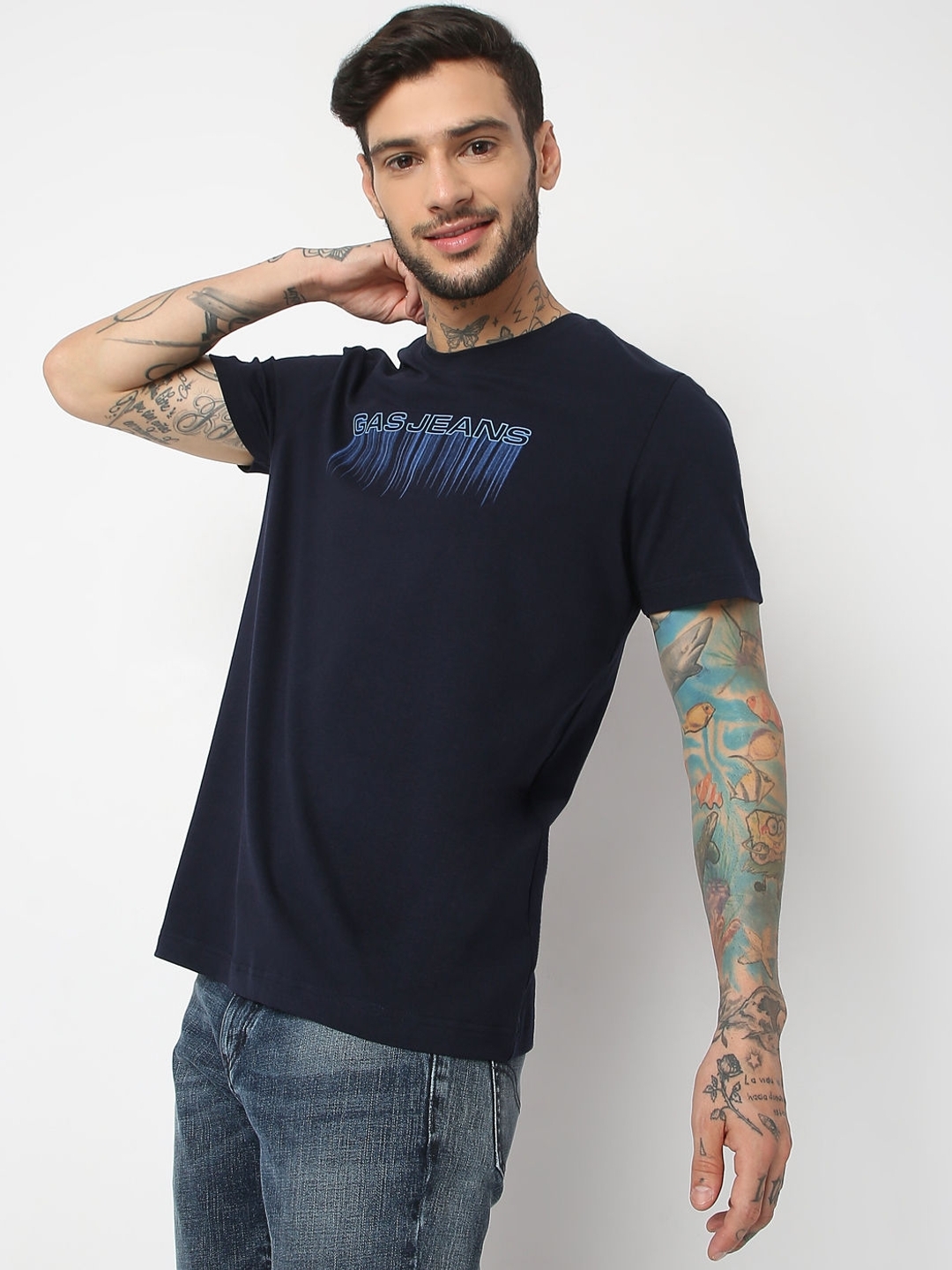 Regular Fit Half Sleeve Printed Cotton Lycra T-Shirt