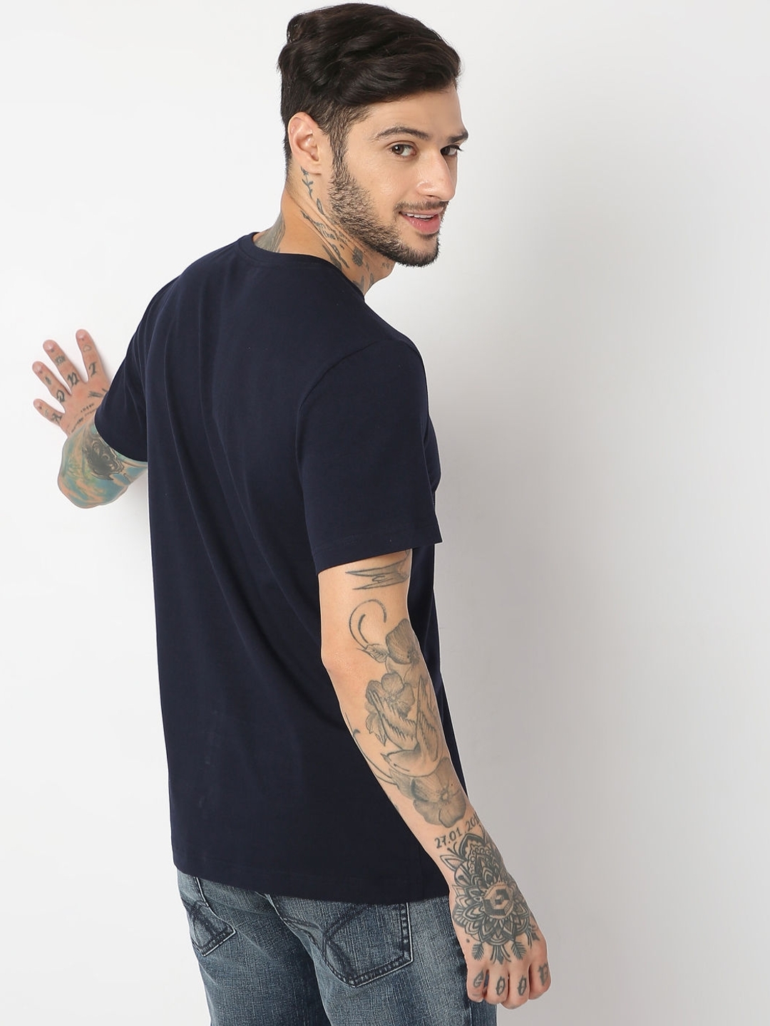 Regular Fit Half Sleeve Printed Cotton Lycra T-Shirt