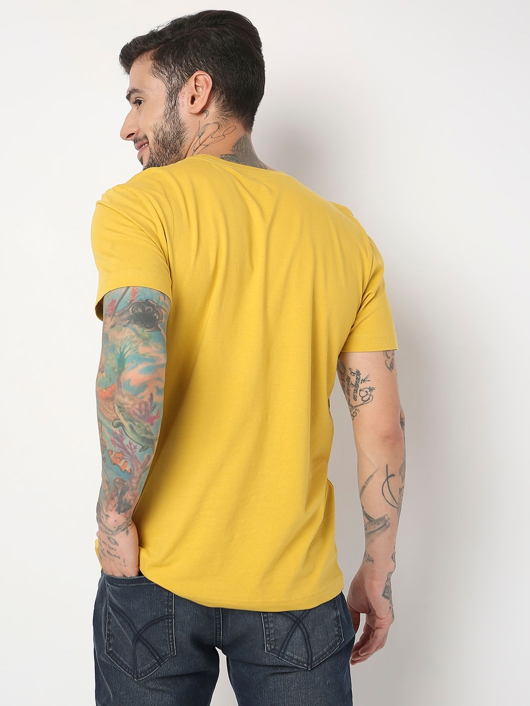 Regular Fit Half Sleeve Printed Cotton Lycra T-Shirt