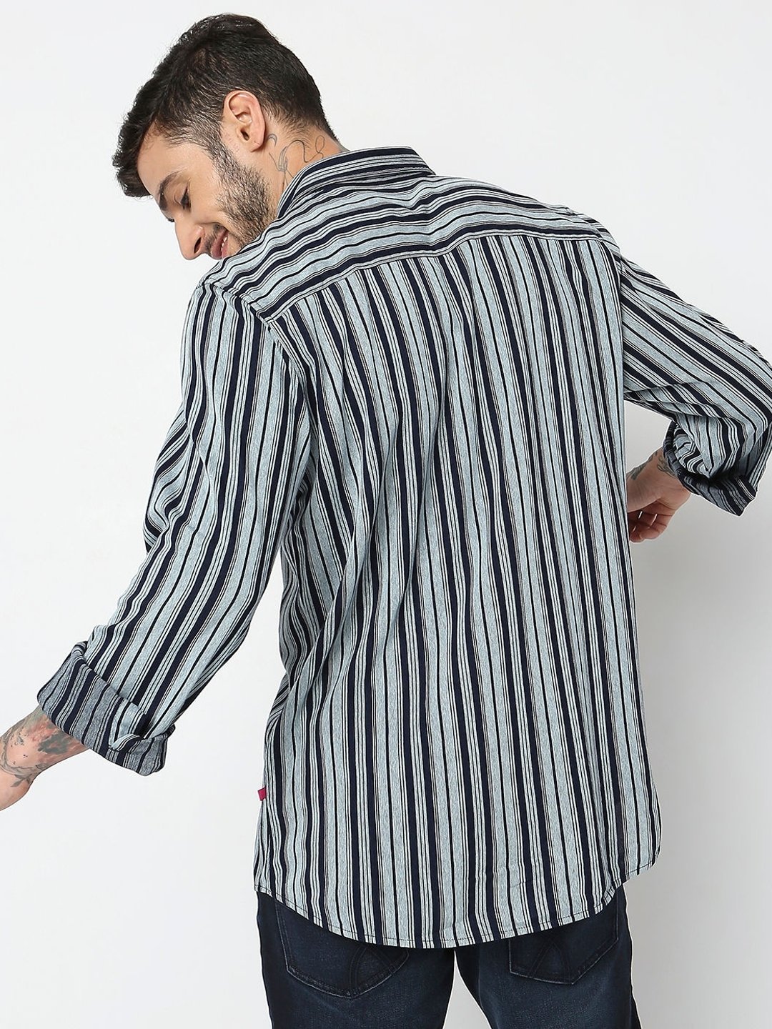 Regular Fit Full Sleeve Stripes Knit Shirts