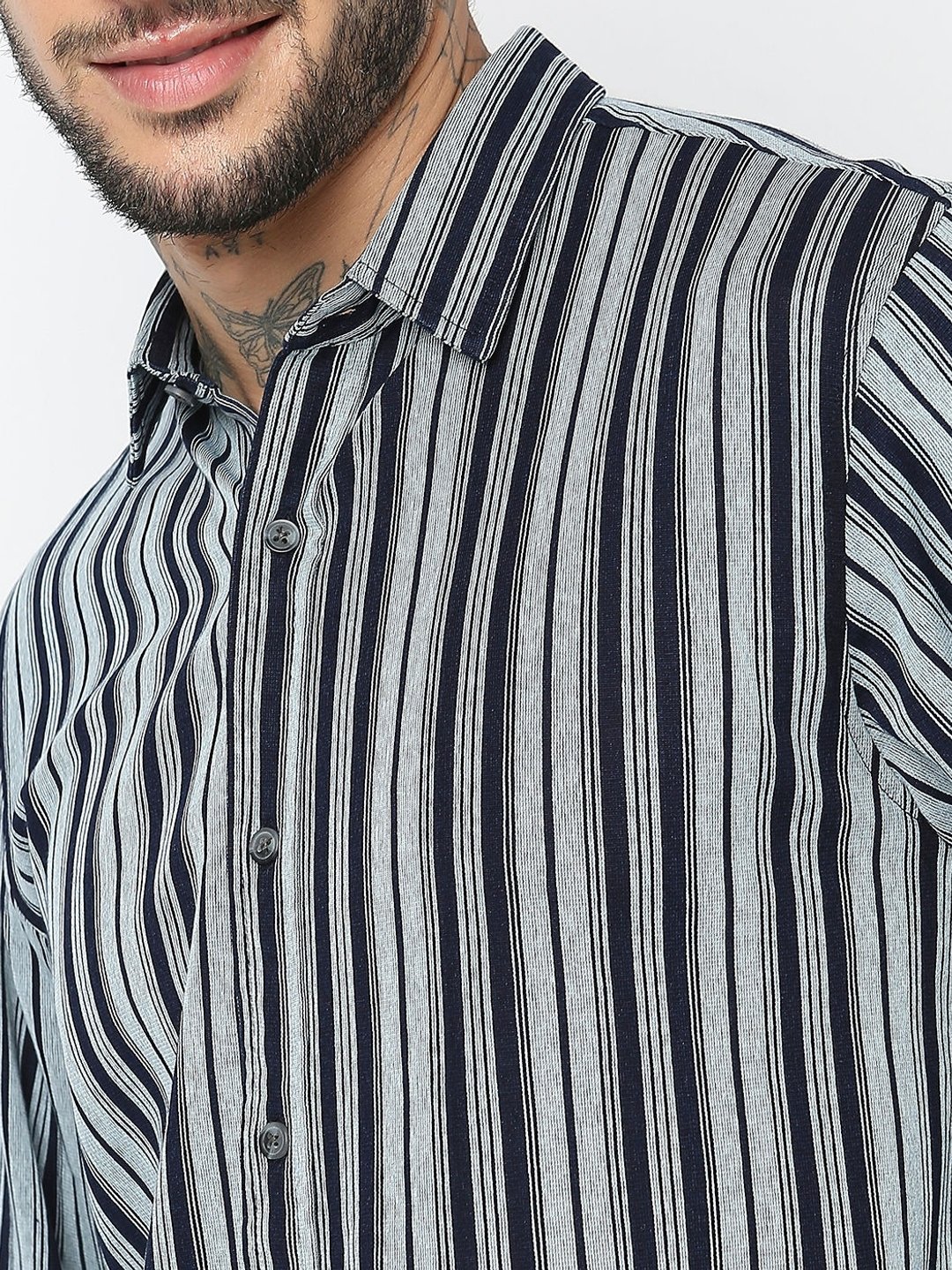 Regular Fit Full Sleeve Stripes Knit Shirts