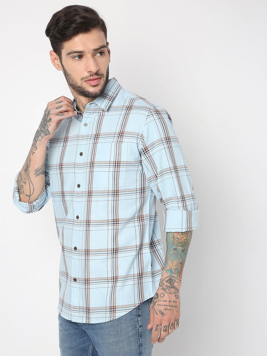 Regular Fit Full Sleeve Checks Shirts