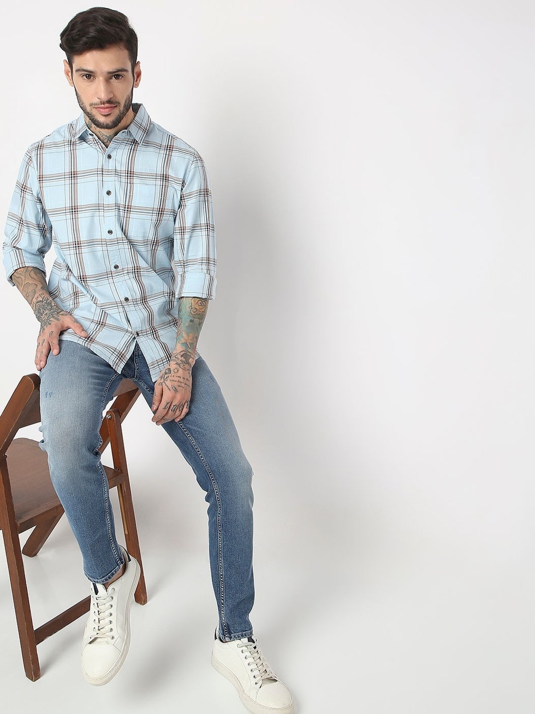 Regular Fit Full Sleeve Checks Shirts