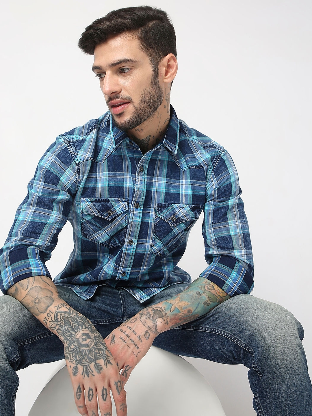 Regular Fit Full Sleeve Checks Shirts