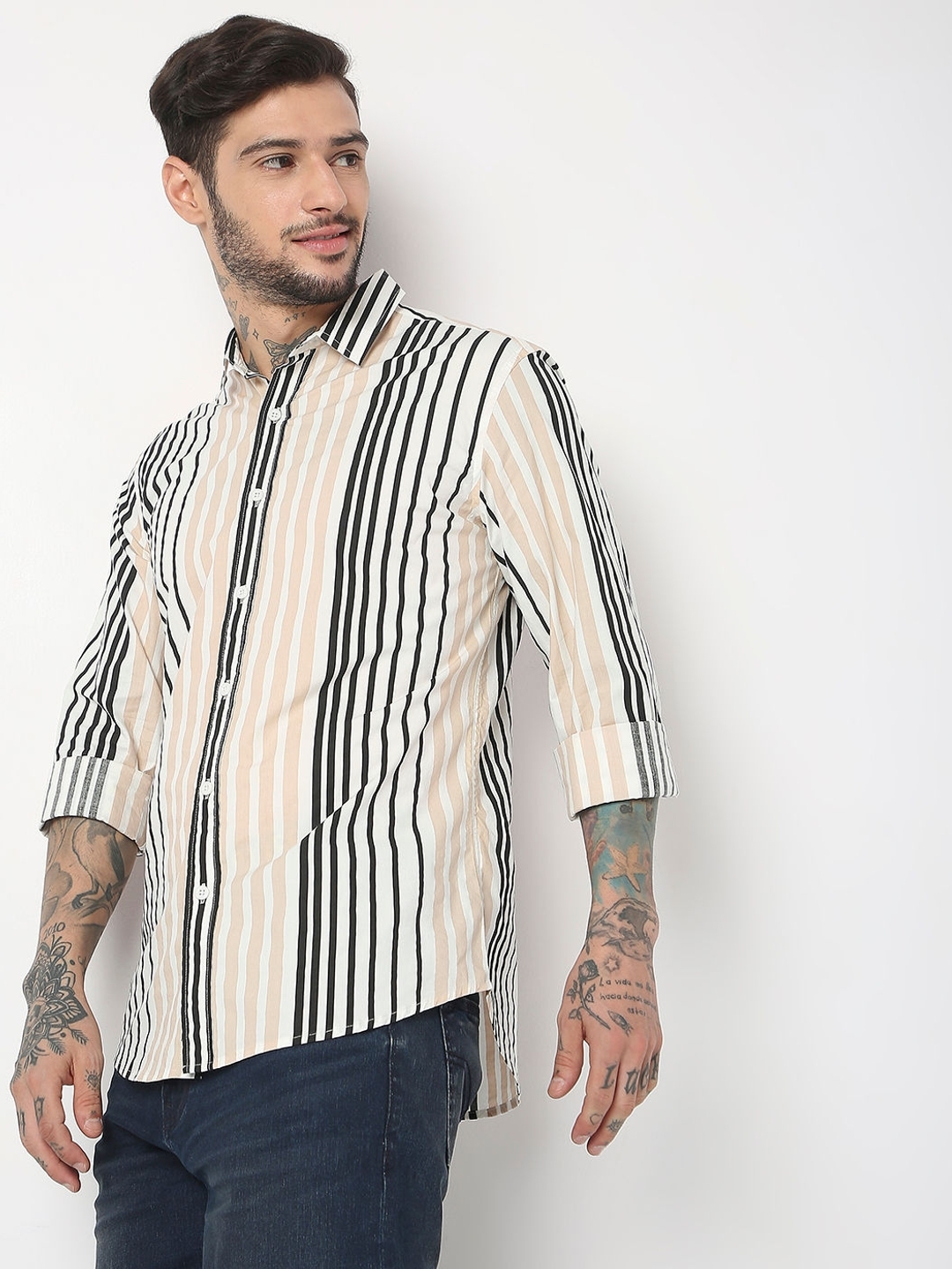 Regular Fit Full Sleeve Stripes Shirts