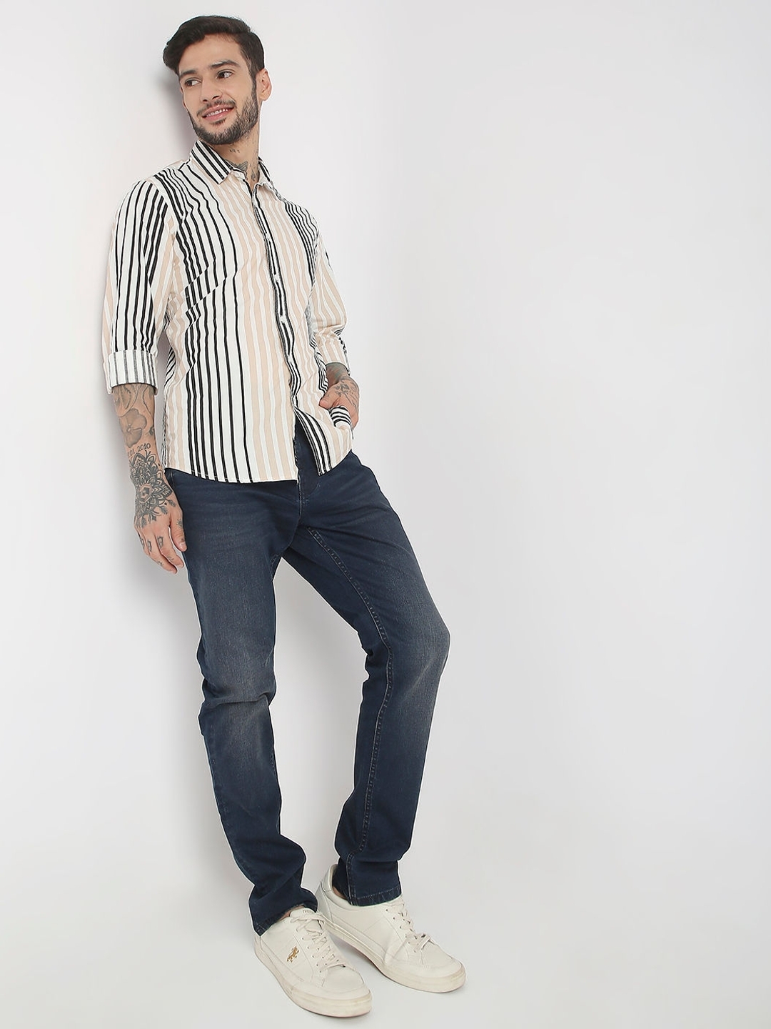 Regular Fit Full Sleeve Stripes Shirts