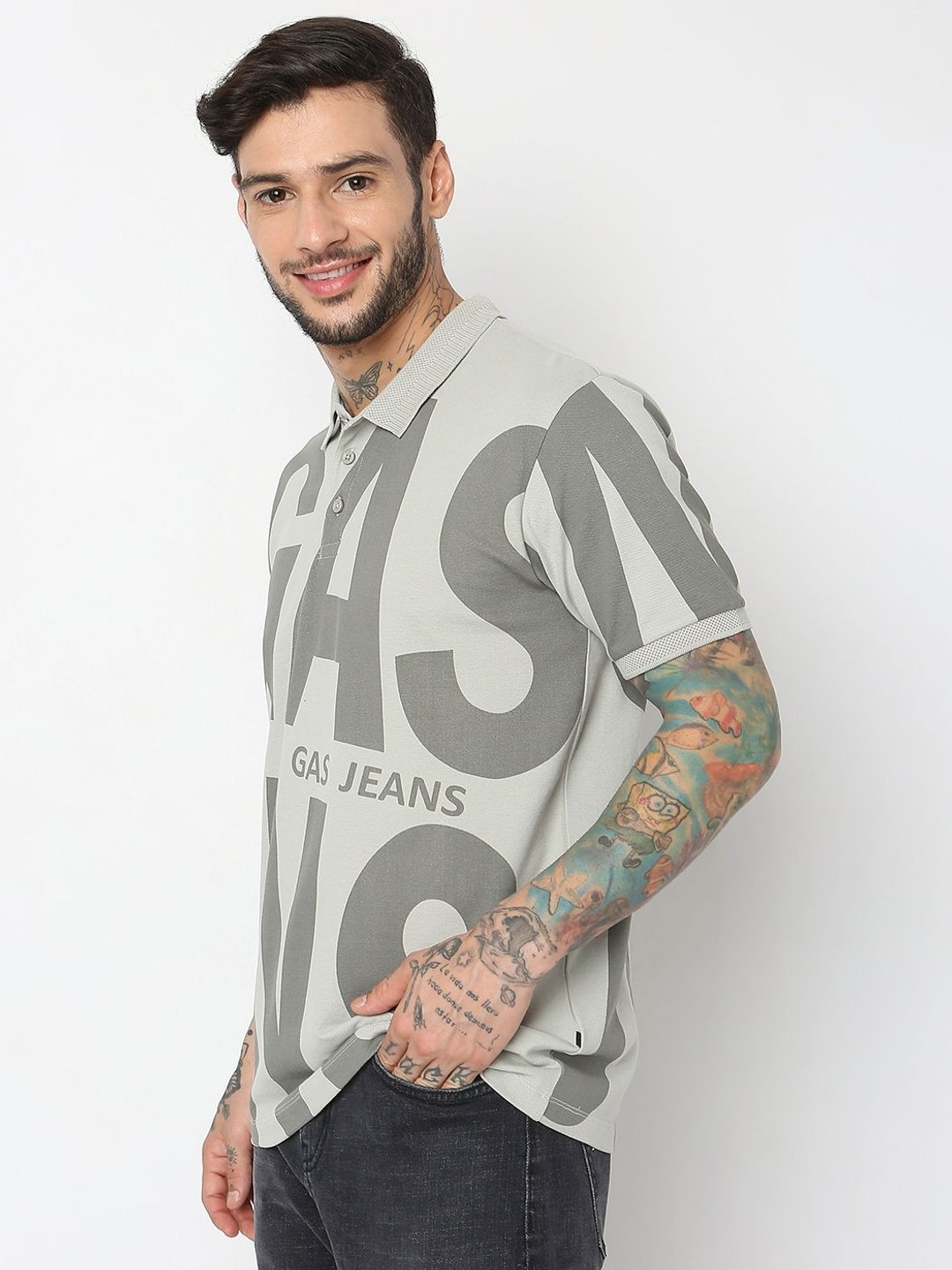 Regular Fit Half Sleeve Printed Polo T-Shirt