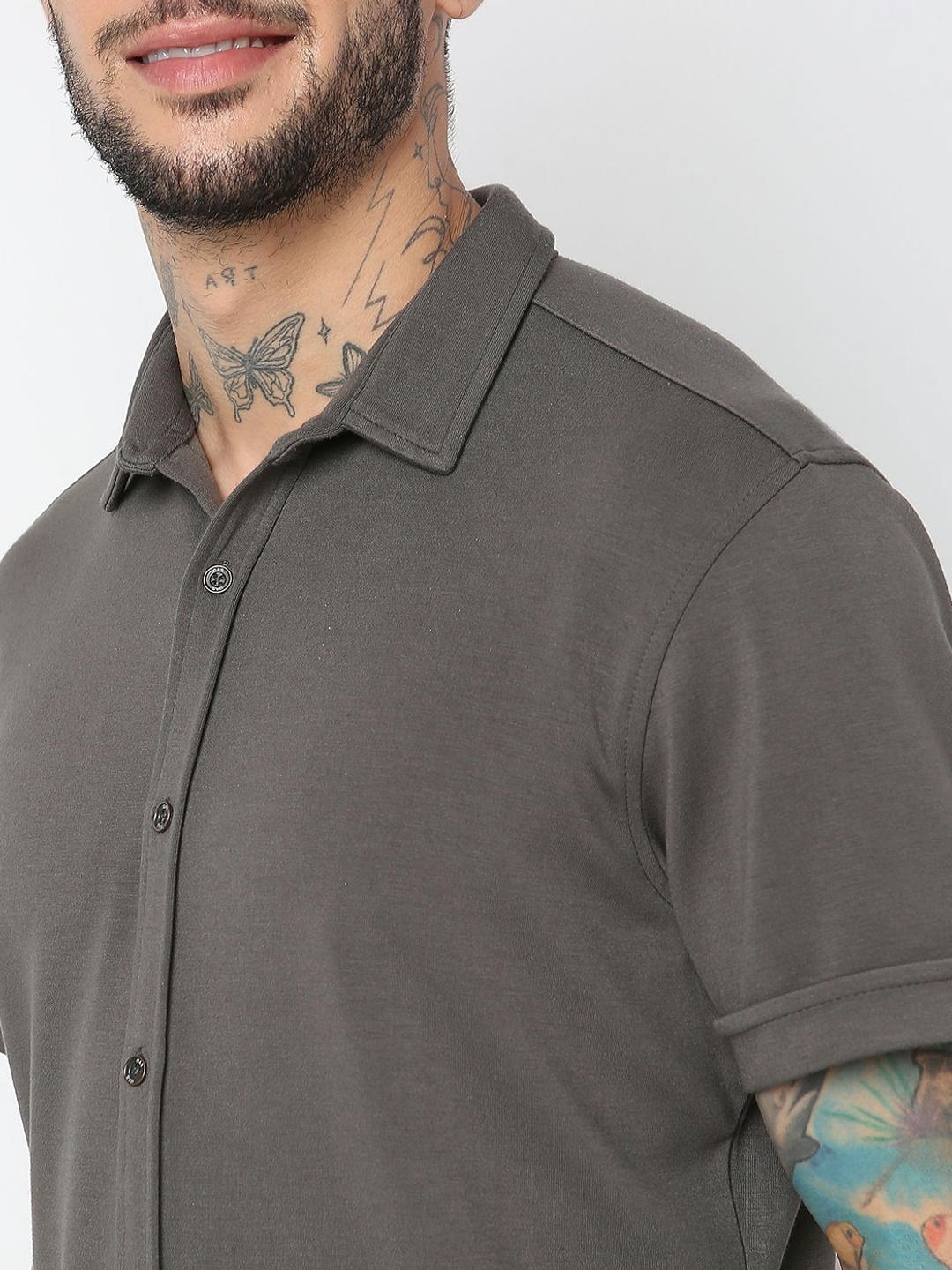 Slim Fit Half Sleeve Solid Scuba Shirts