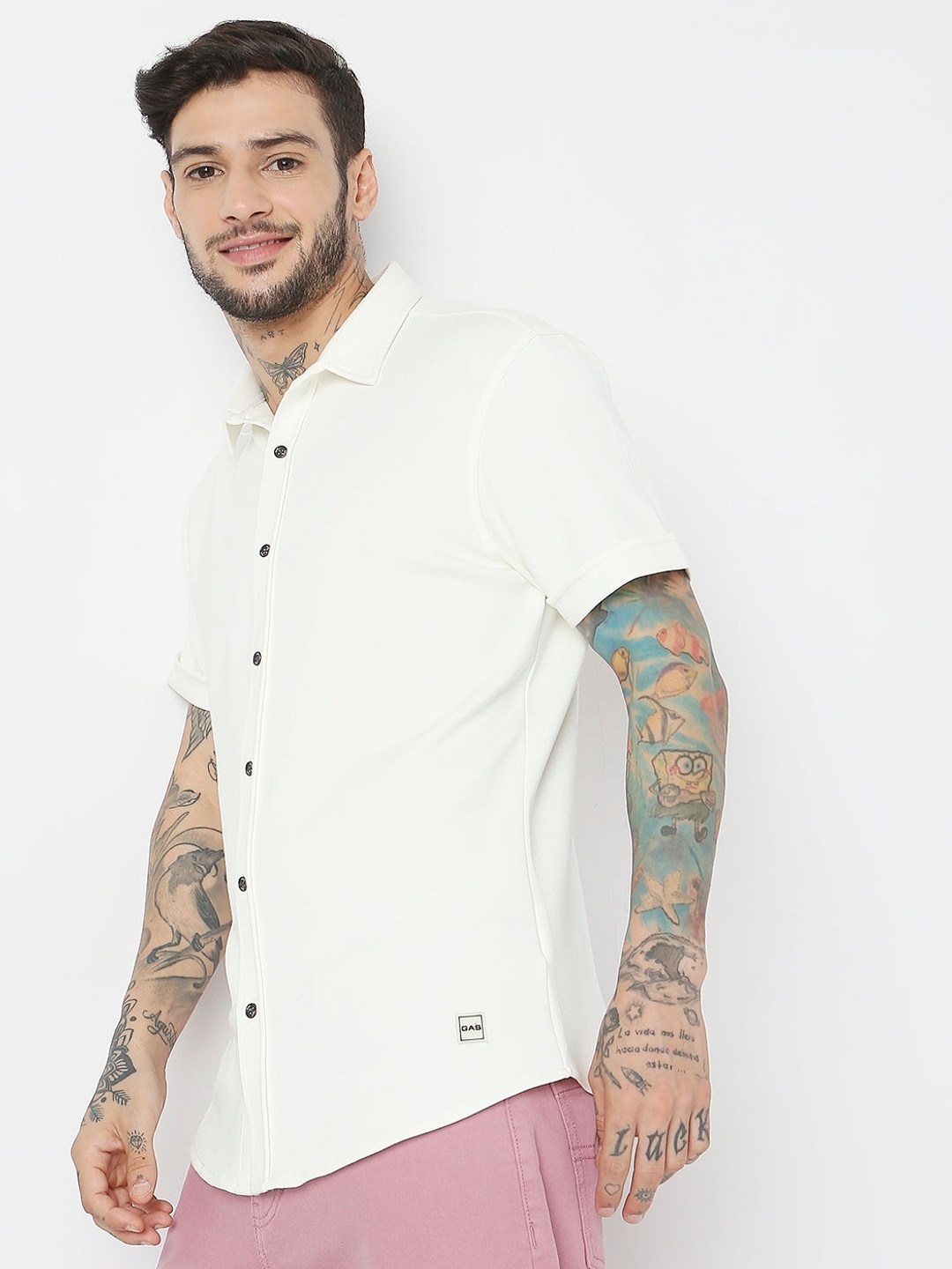 Slim Fit Half Sleeve Solid Scuba Shirts