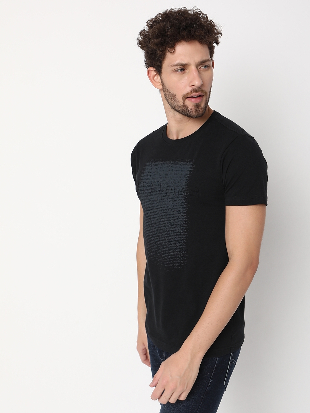 Slim Fit Half Sleeve Printed Cotton Lycra T-Shirt