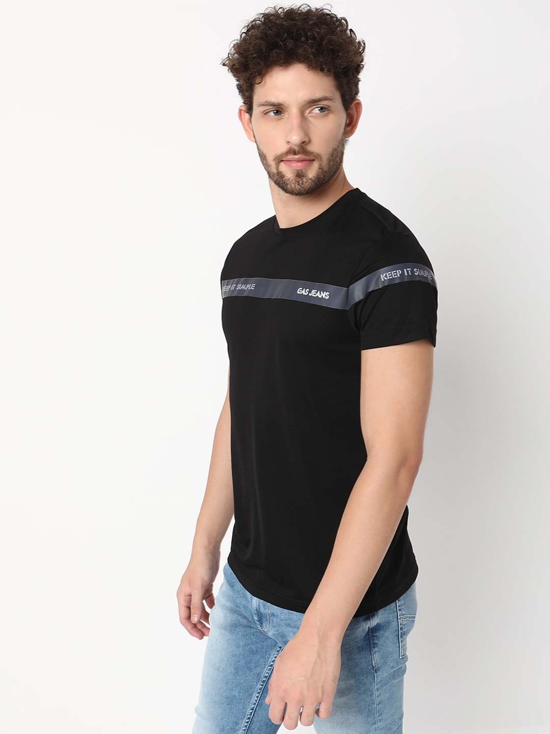 Slim Fit Half Sleeve Solid Tencil Lycra T-Shirt