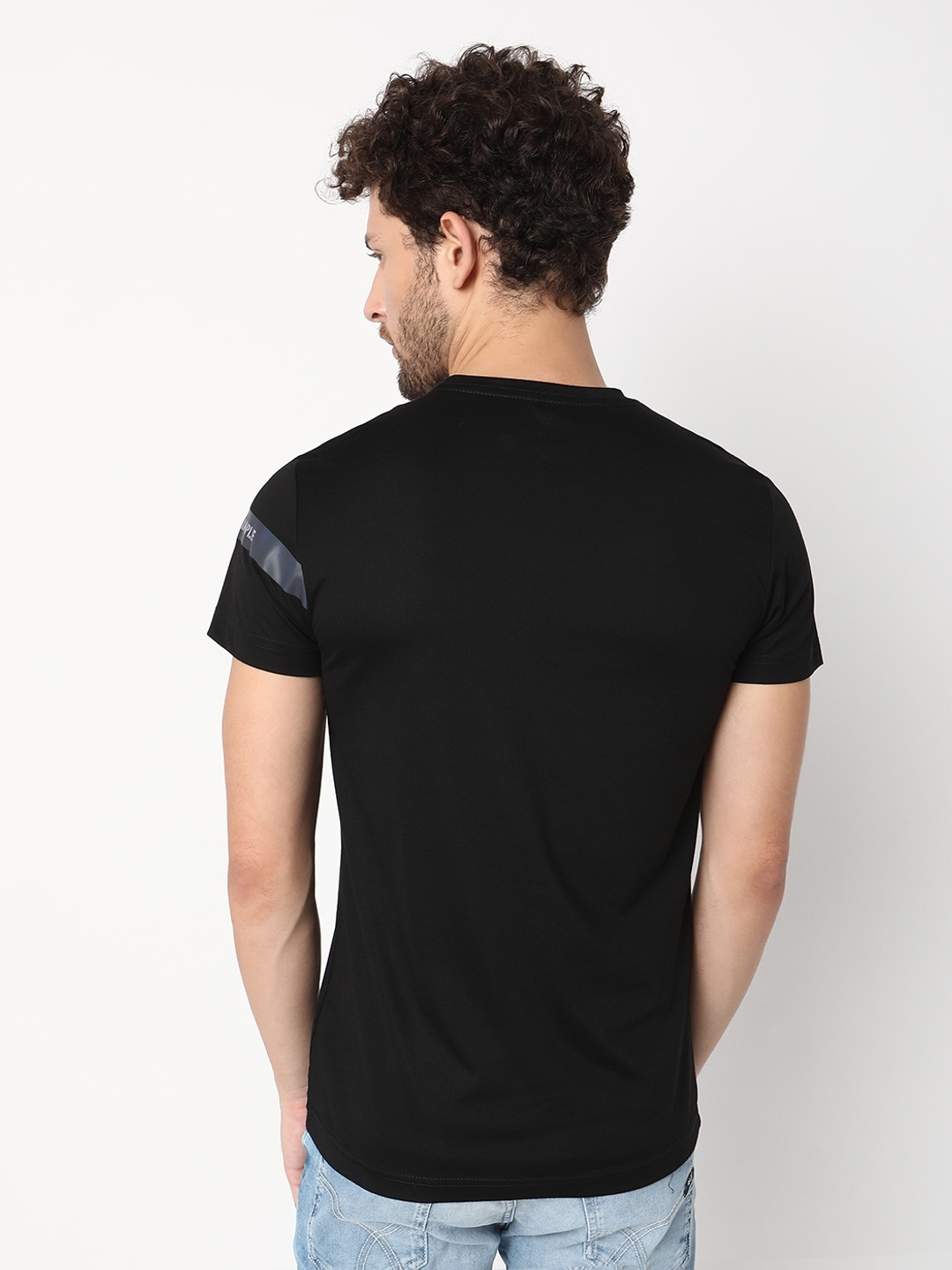 Slim Fit Half Sleeve Solid Tencil Lycra T-Shirt