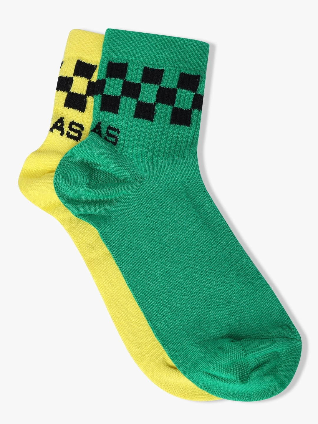 RETO IN Yellow & Green Check Socks (Pack of 2)