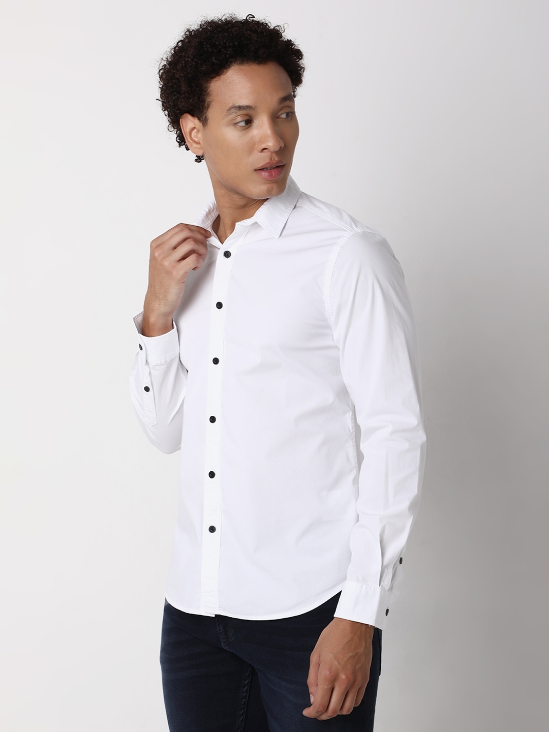 Regular Fit Full Sleeve Solid Cotton Lycra Shirts