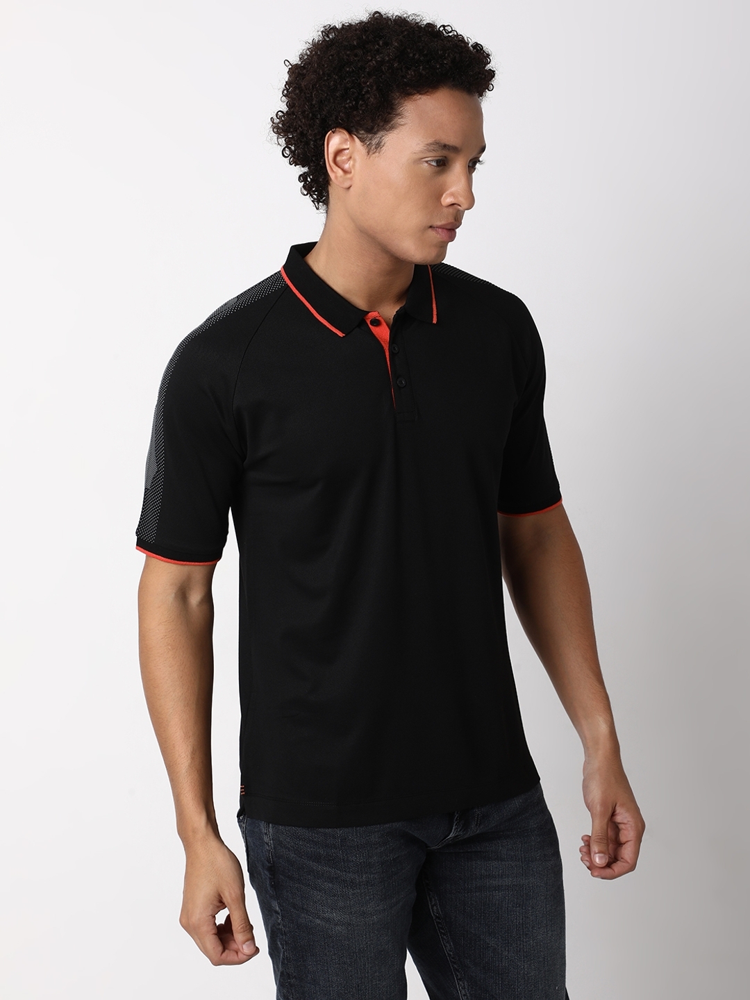 Slim Fit Half Sleeve Solid Nylon Polo T-Shirt