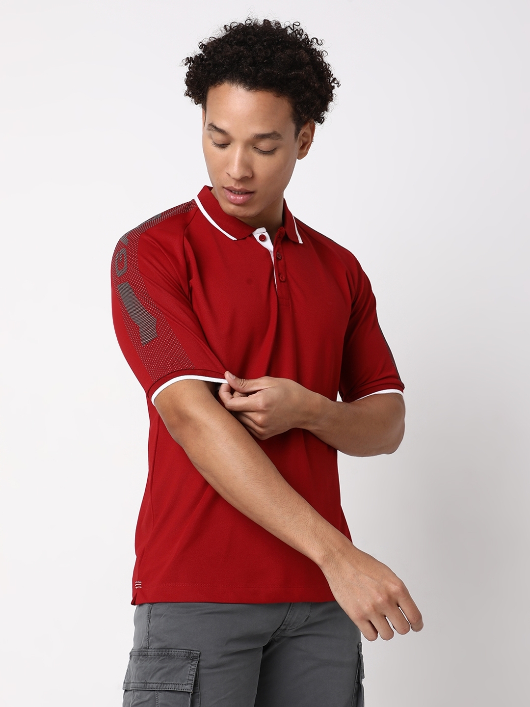 Slim Fit Half Sleeve Solid Nylon Polo T-Shirt