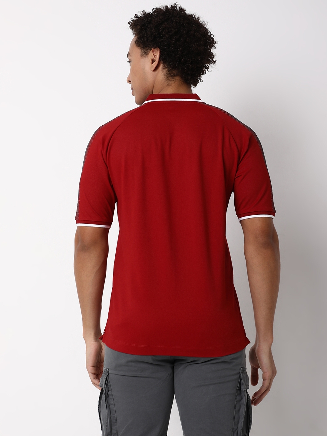 Slim Fit Half Sleeve Solid Nylon Polo T-Shirt