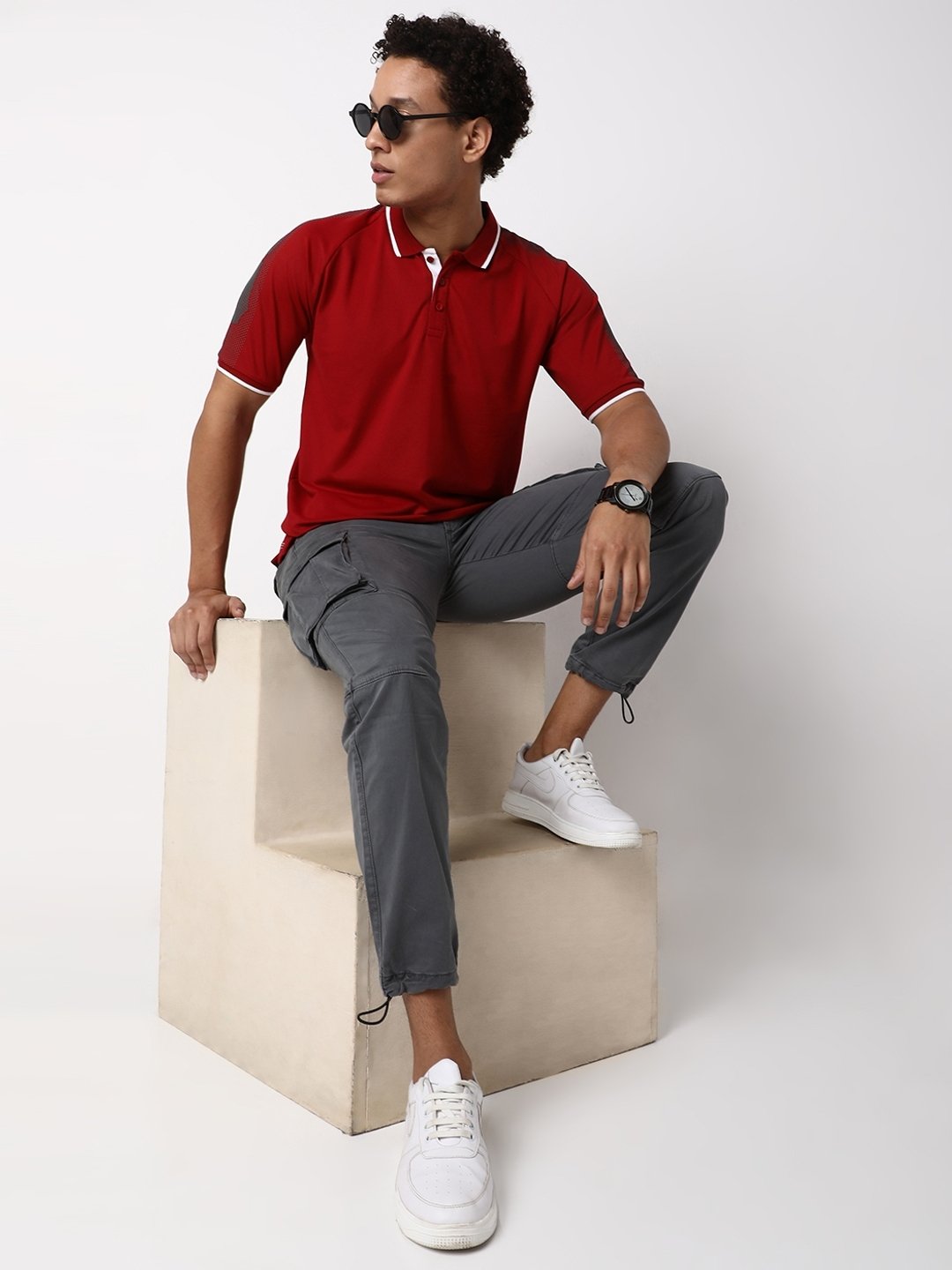 Slim Fit Half Sleeve Solid Nylon Polo T-Shirt