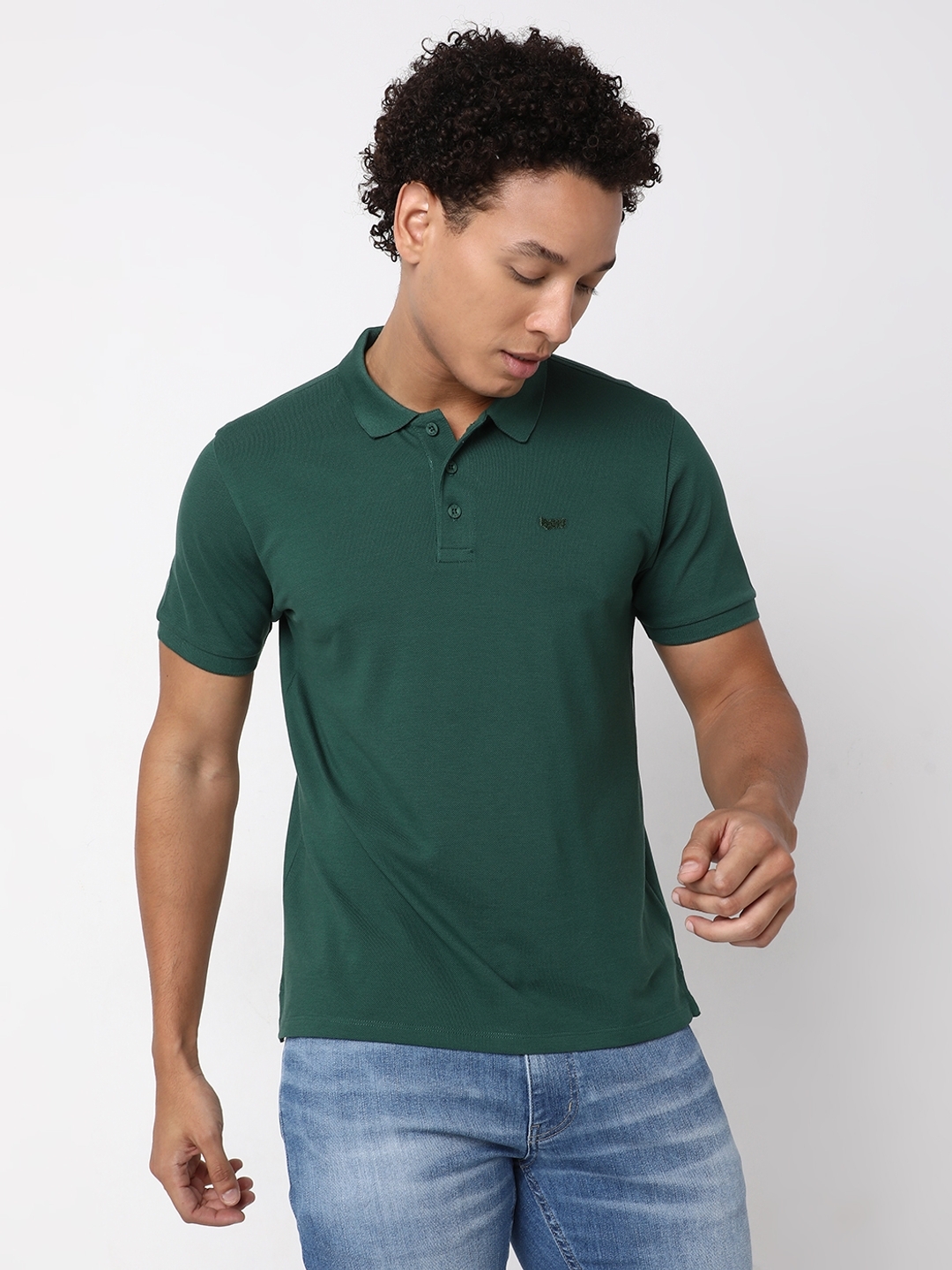 Regular Fit Half Sleeve Solid Cotton Polo T-Shirt