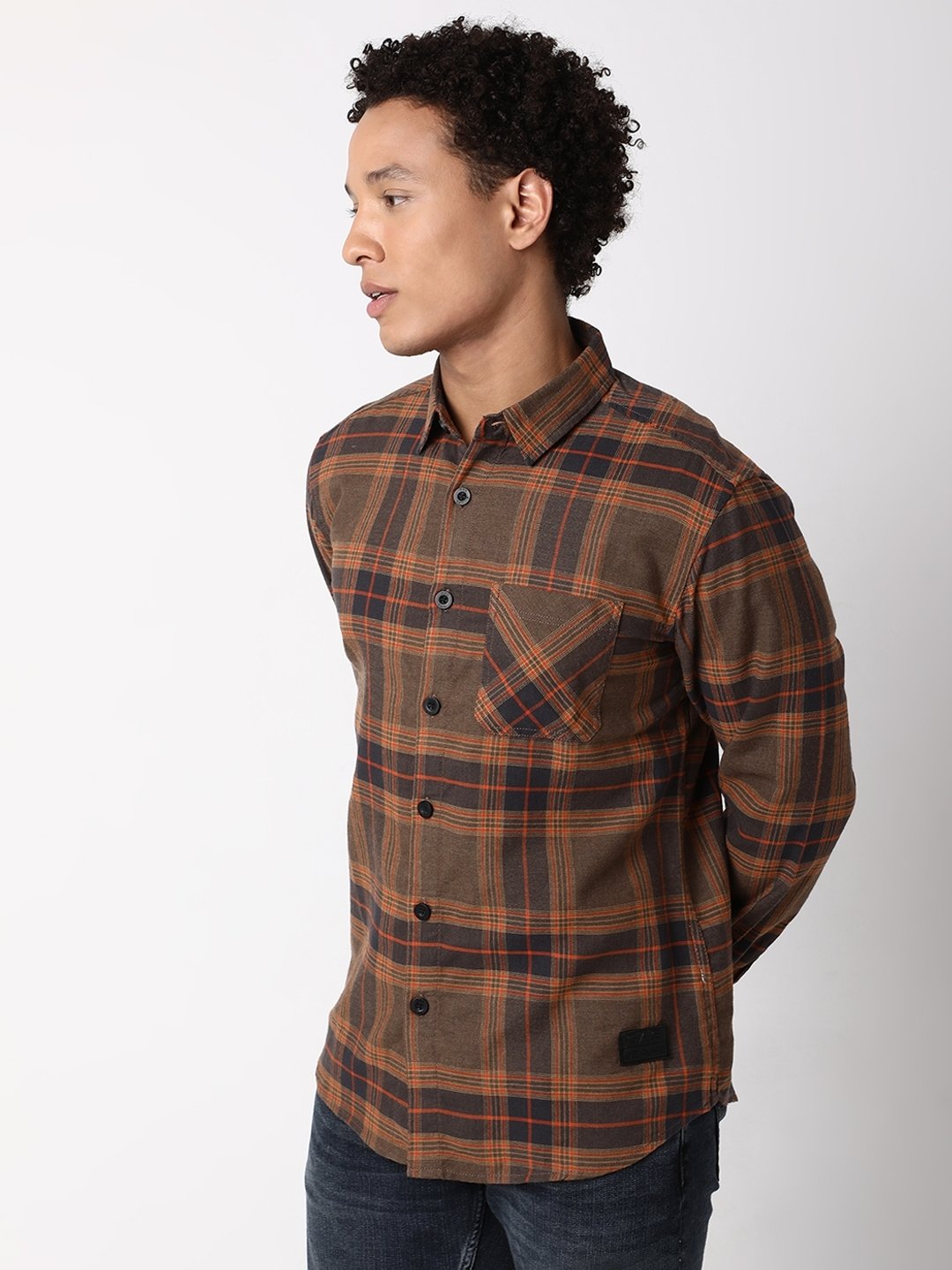 Regular Fit Full Sleeve Checkered Polycotton Shirts