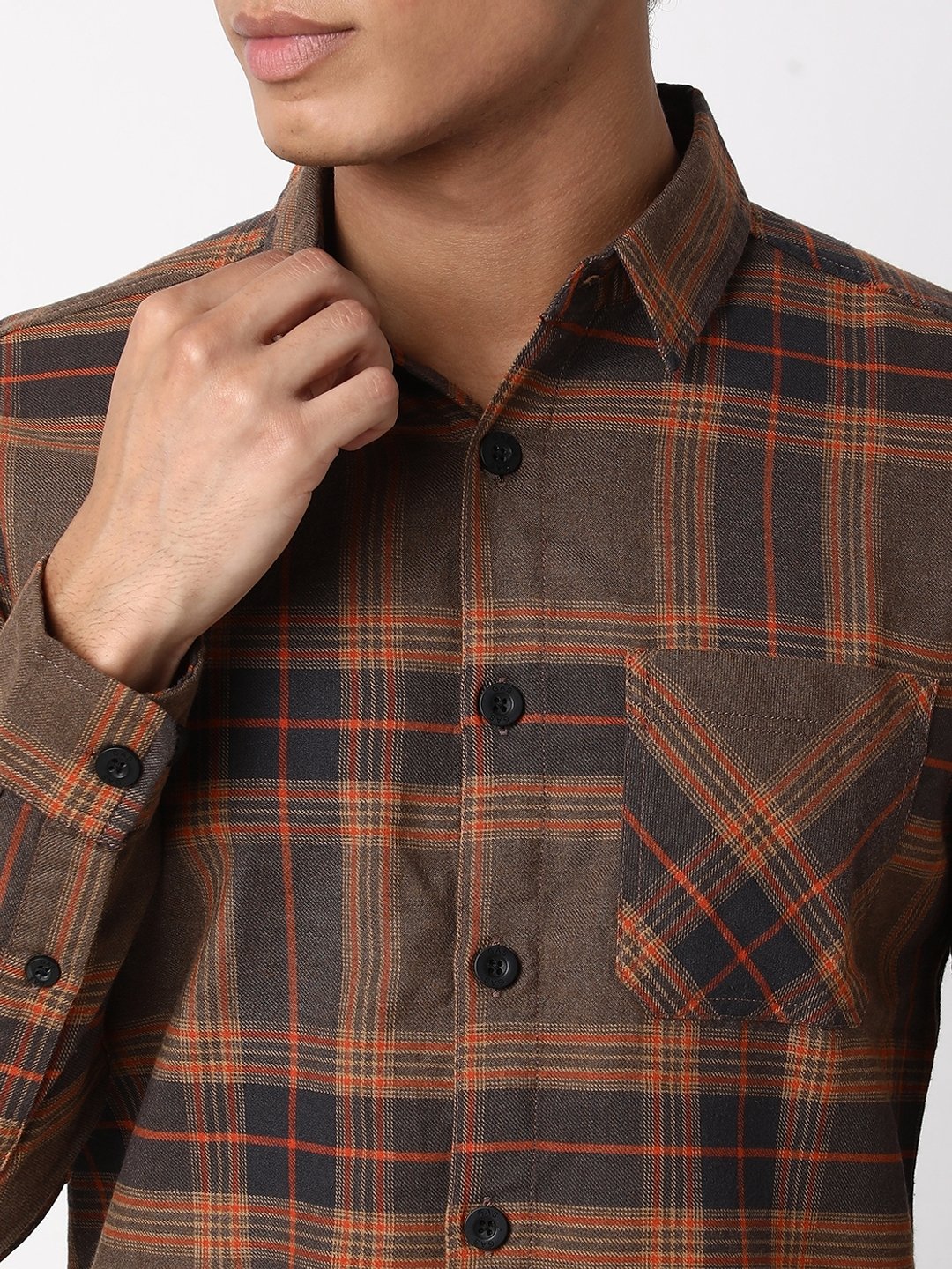 Regular Fit Full Sleeve Checkered Polycotton Shirts