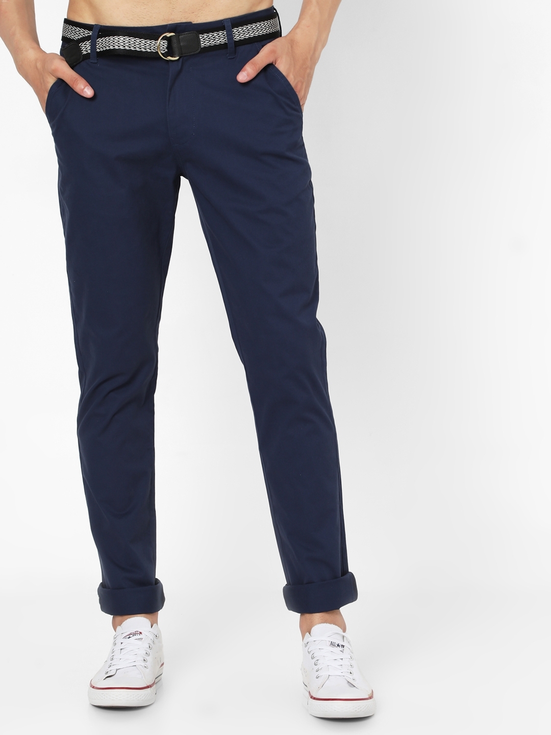 Barnsbury Chino Trousers - Navy Side Stripe | Boden US