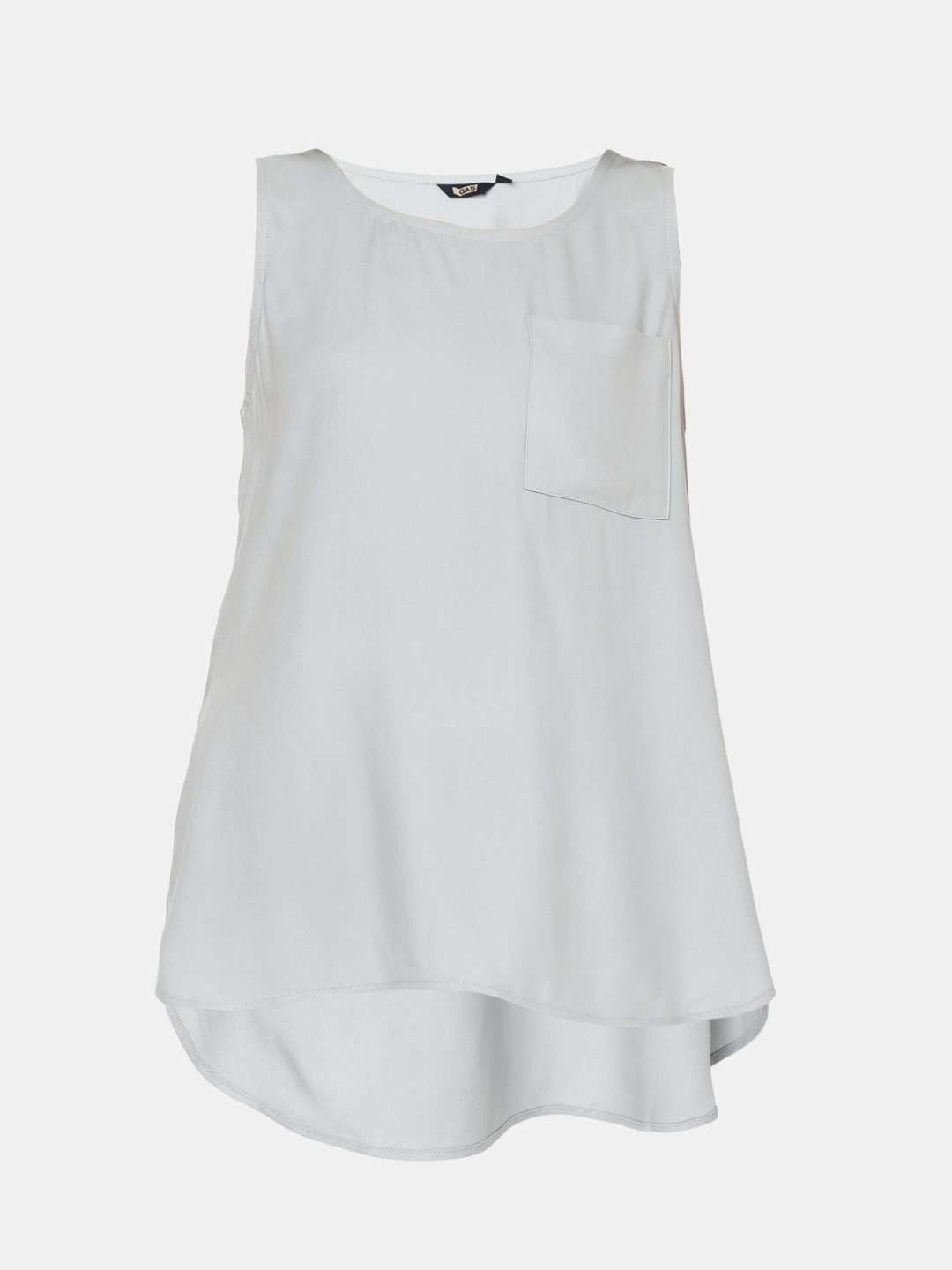 High-Low Sleeveless Top with Patch Pocket