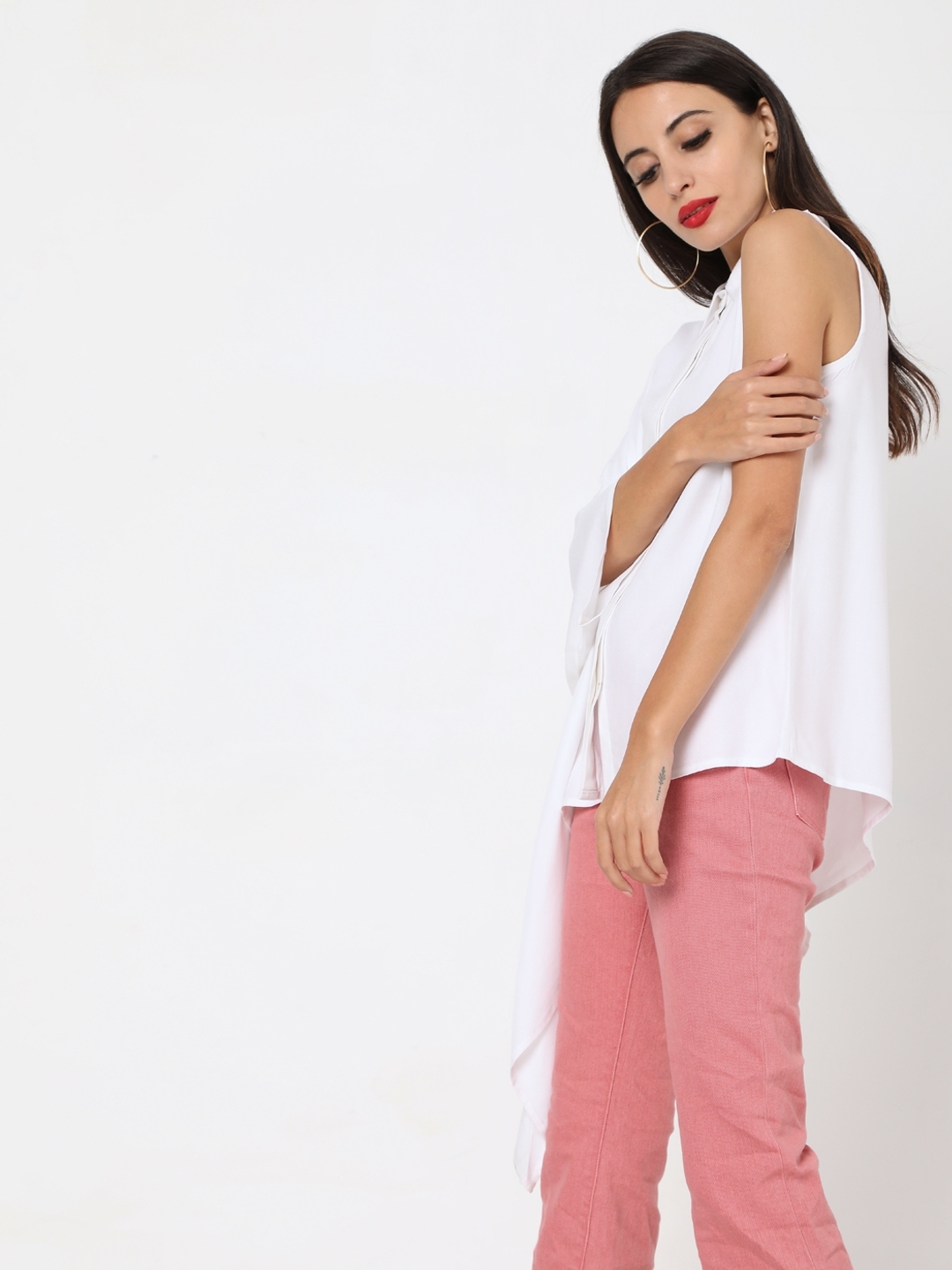 Asymmetrical Shirt with Concealed Button Placket