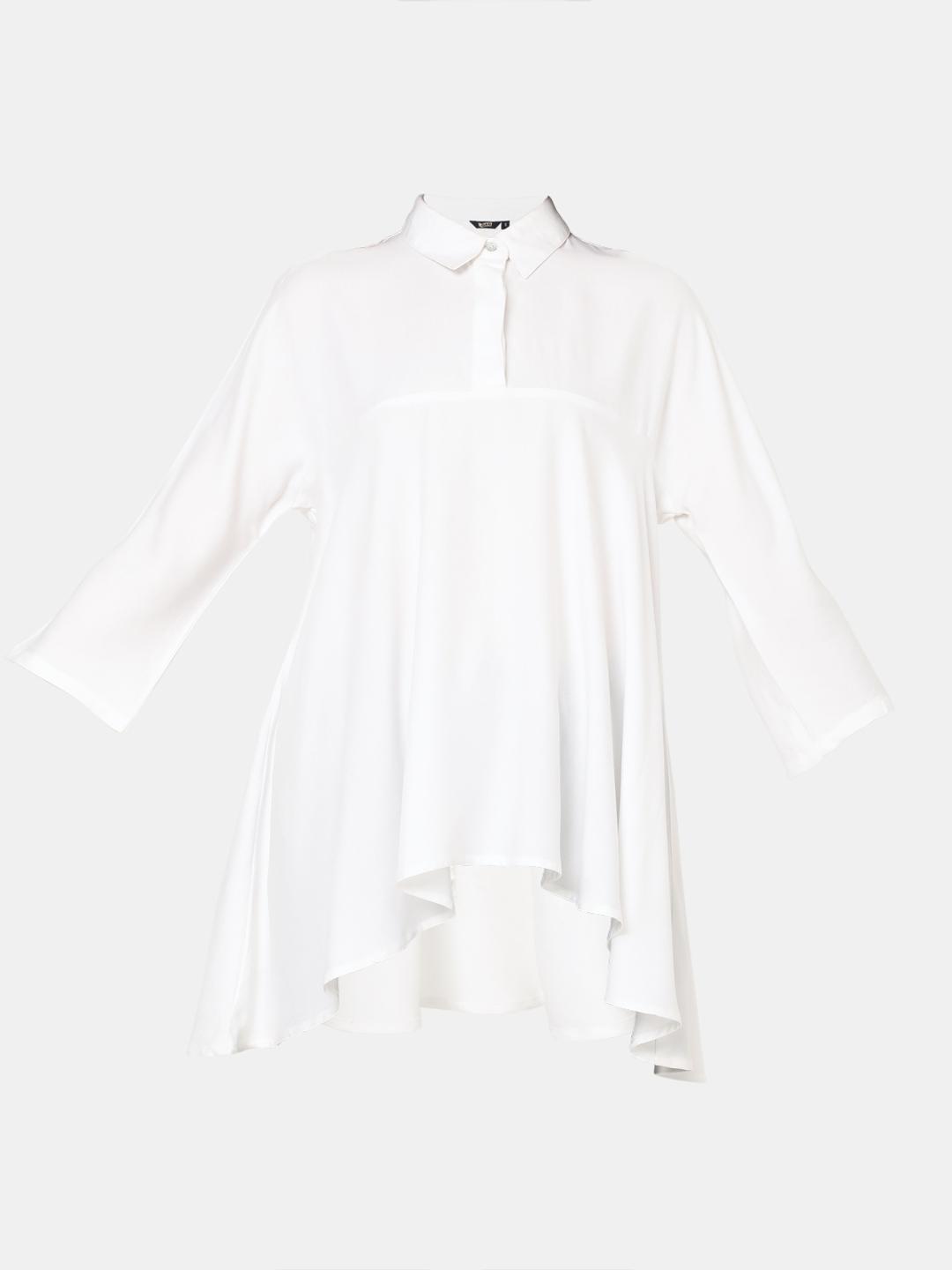 Panelled Shirt with Dipped Hemline