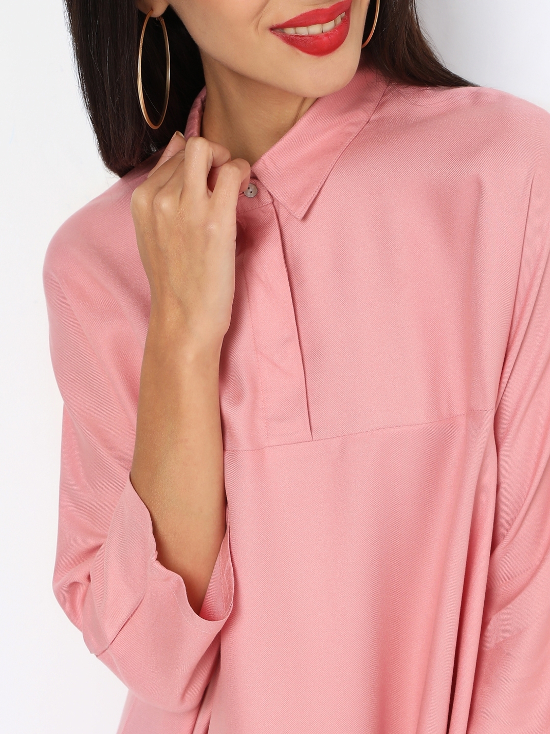 Panelled Shirt with Dipped Hemline