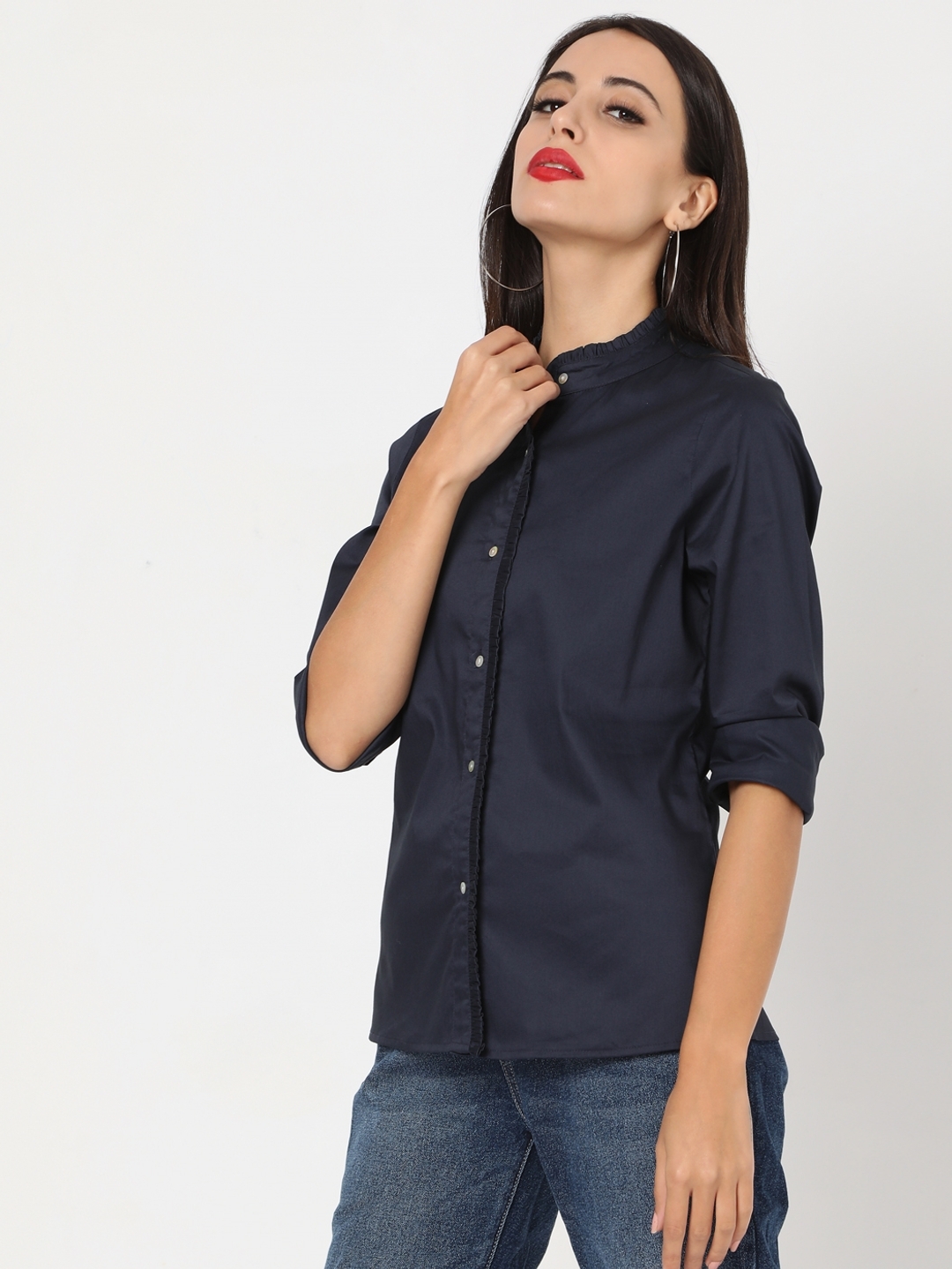 Full Sleeves Shirt with Band Collar
