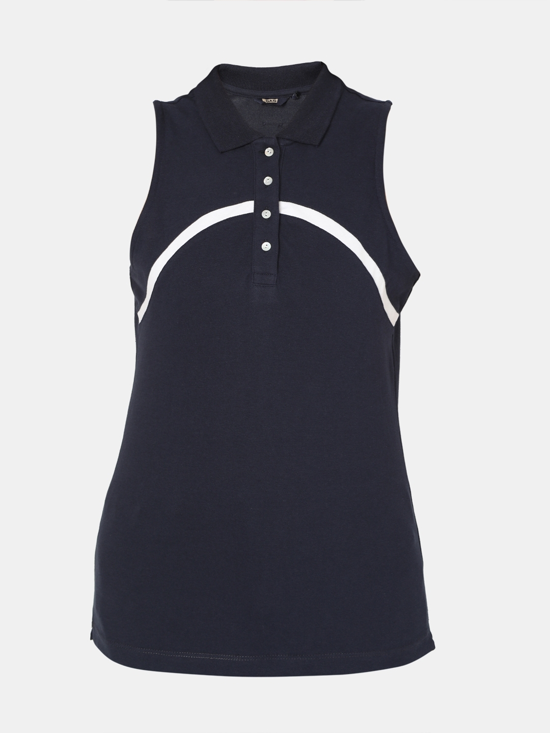 Sleeveless Slim Fit Top with Shirt Collar