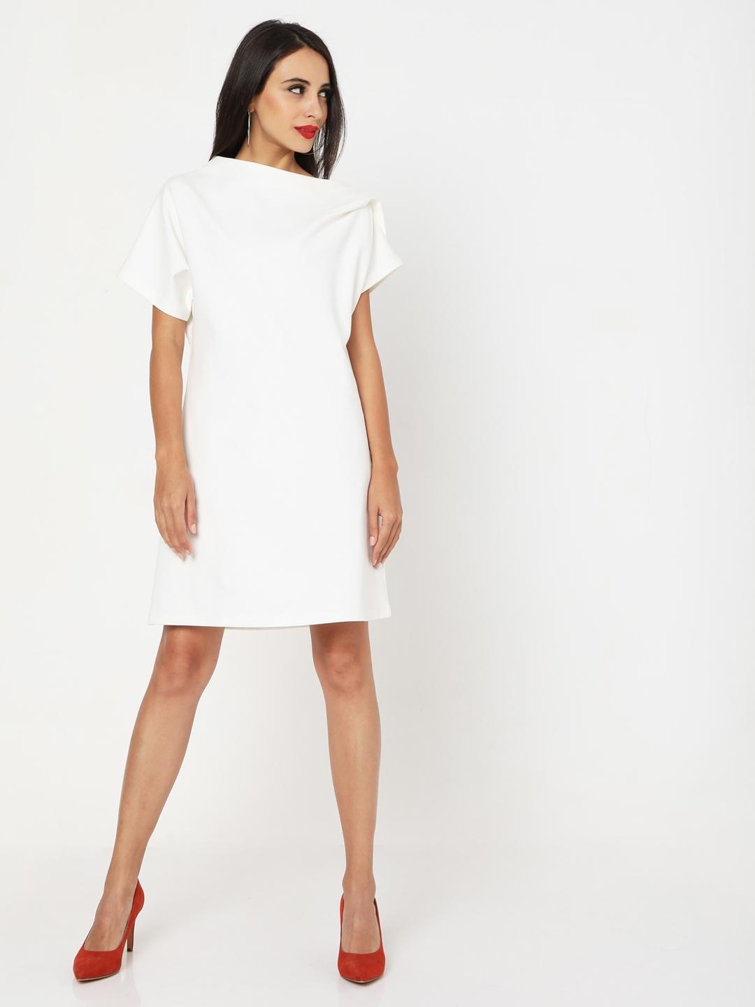 Georgia Shift Dress with Asymmetrical Neckline