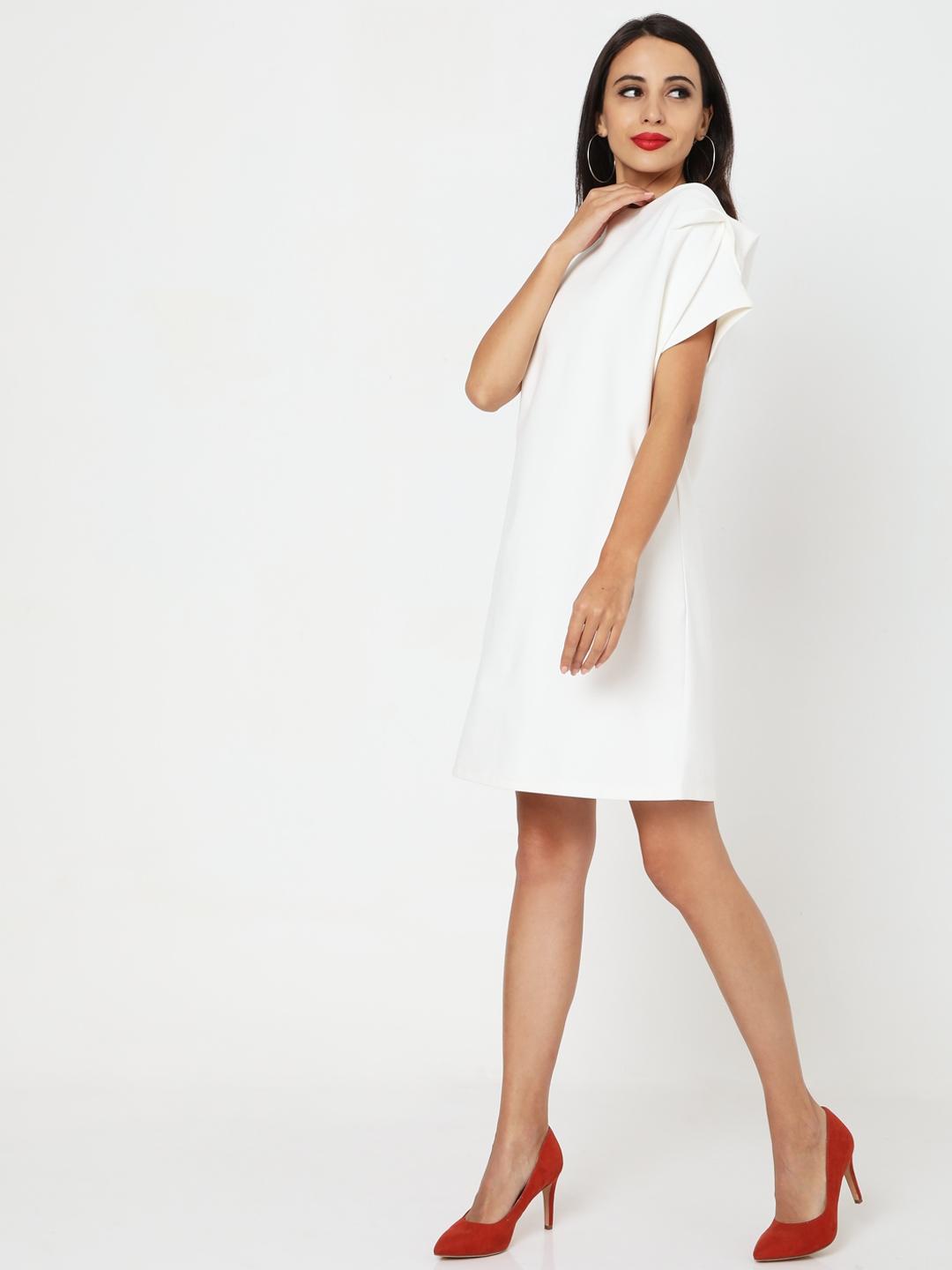 Georgia Shift Dress with Asymmetrical Neckline