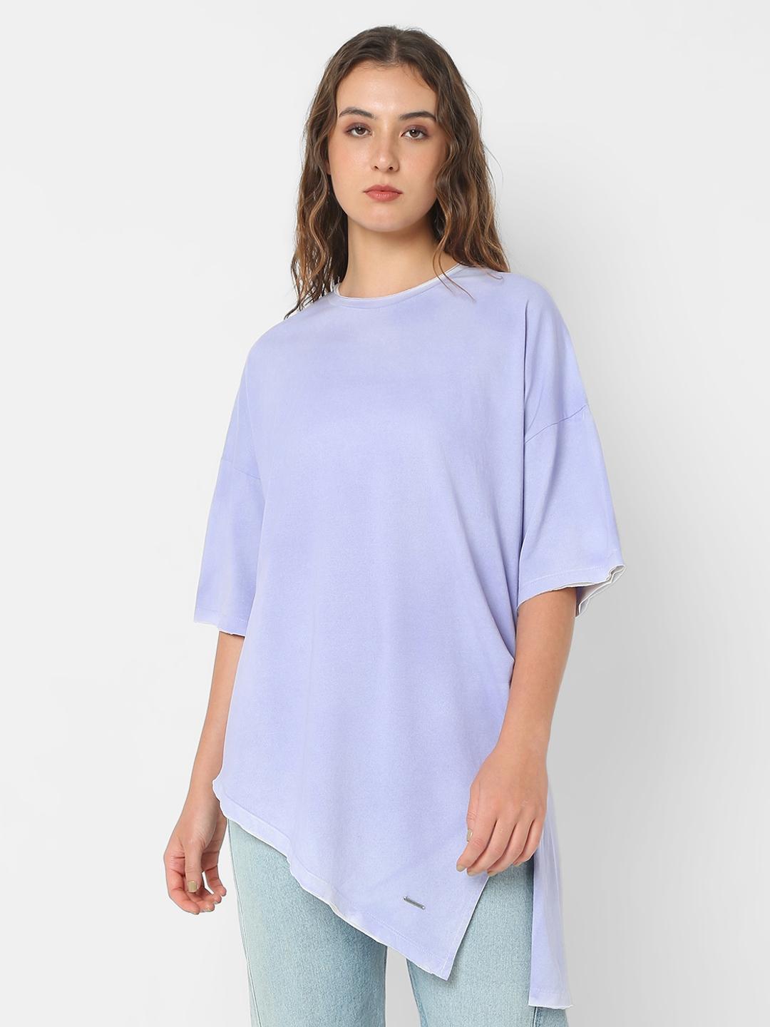 Oversized Round Neck Lavender T-Shirt