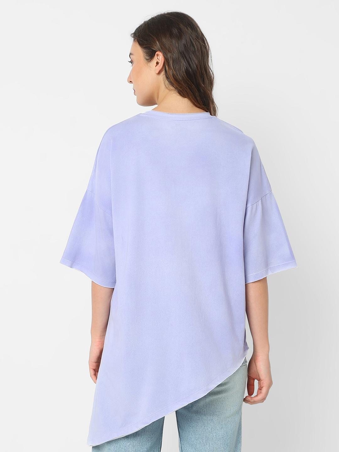 Oversized Round Neck Lavender T-Shirt