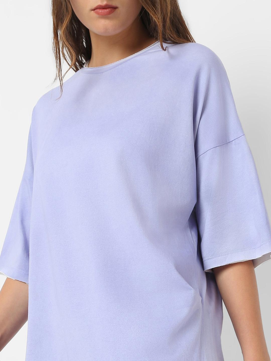 Oversized Round Neck Lavender T-Shirt