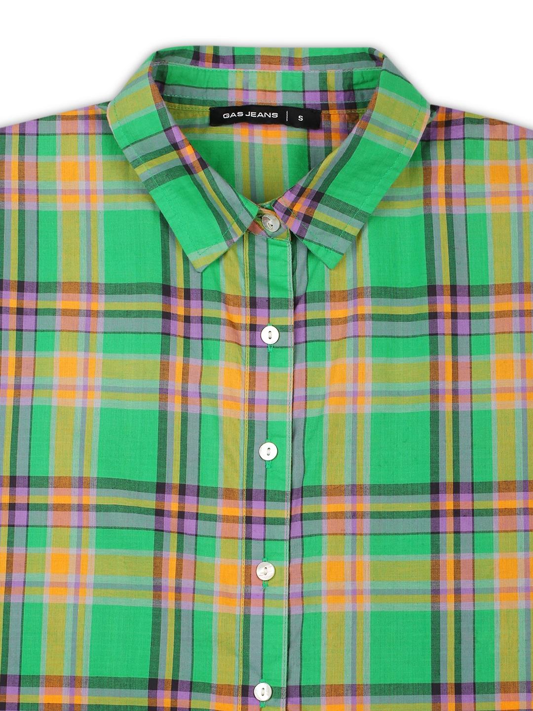 Boxy Fit Classic Collar Green Shirt